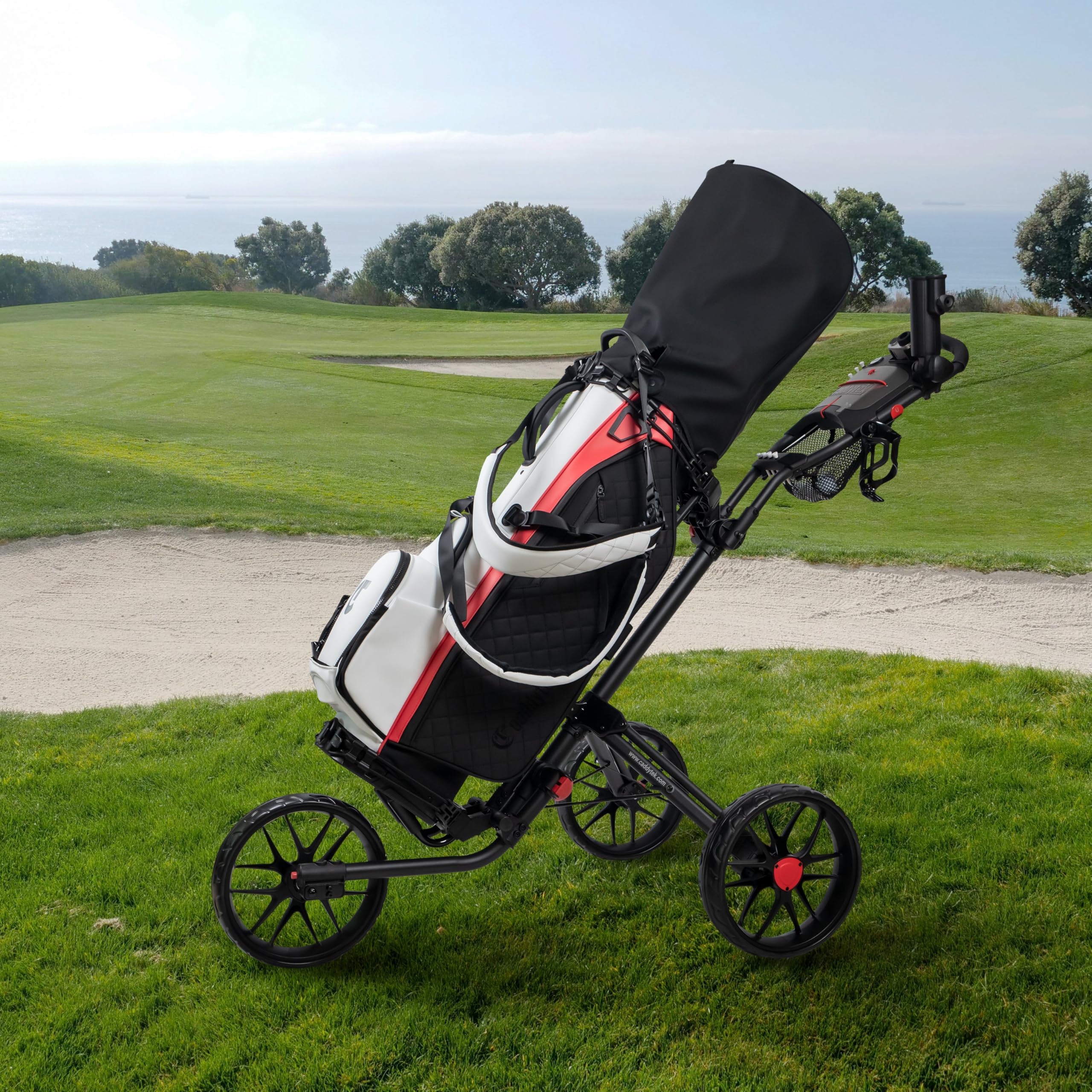 Caddytek 3 Wheel Golf Push Cart - Deluxe Quad-Fold Compact Push & Pull Folding Caddy Trolley - Caddylite 15.3 V2,Green
