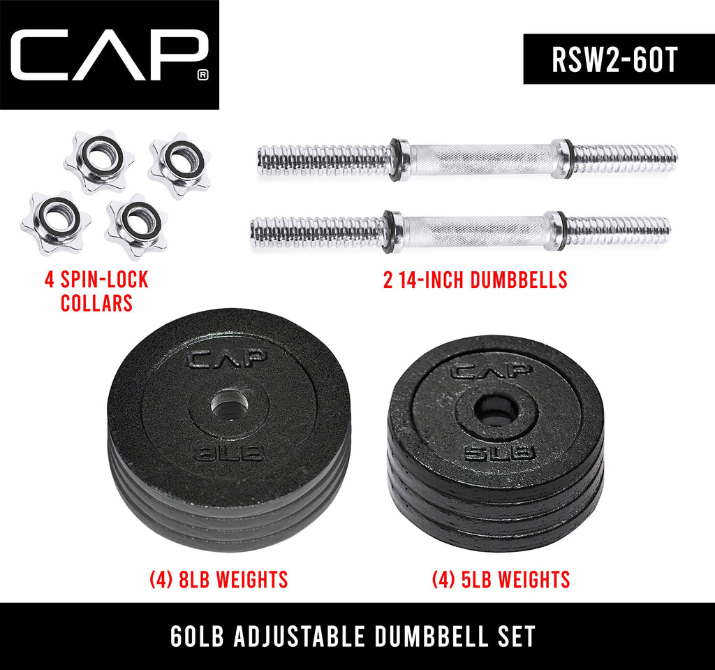 Cap Barbell 30-Pound Adjustable Dumbbell Weight (Pair)