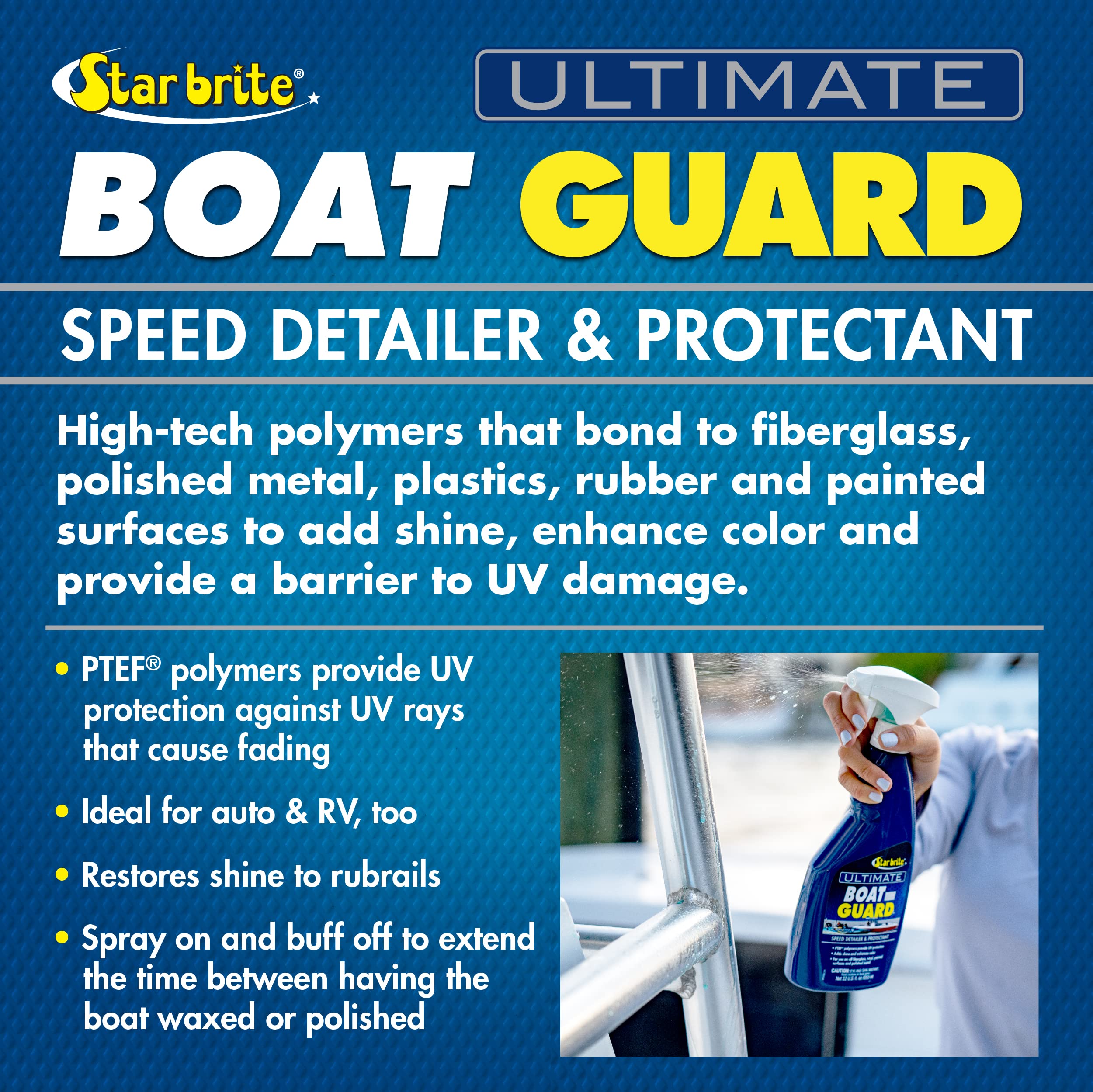 Star Brite Ultimate Boat Guard Speed Detailer & Protectant Spray - High-Gloss Uv Protection For Marine Surfaces, Easy Spray On W