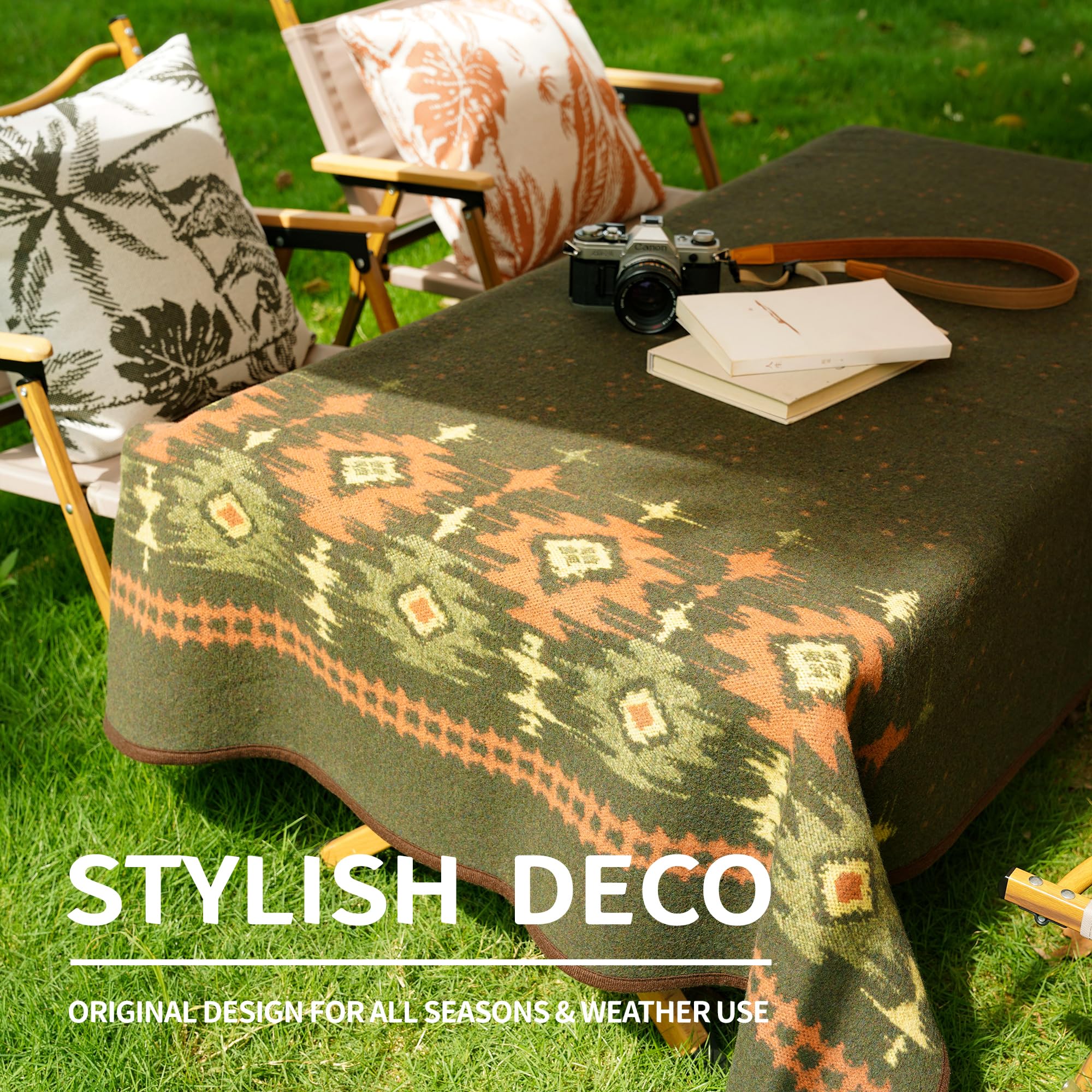 Acushla Merino Wool Blanket - Warm Thick Washable Large Bed Couch Outdoor Camping Sleeping Throw Blanket All Seasons, Myers Gree