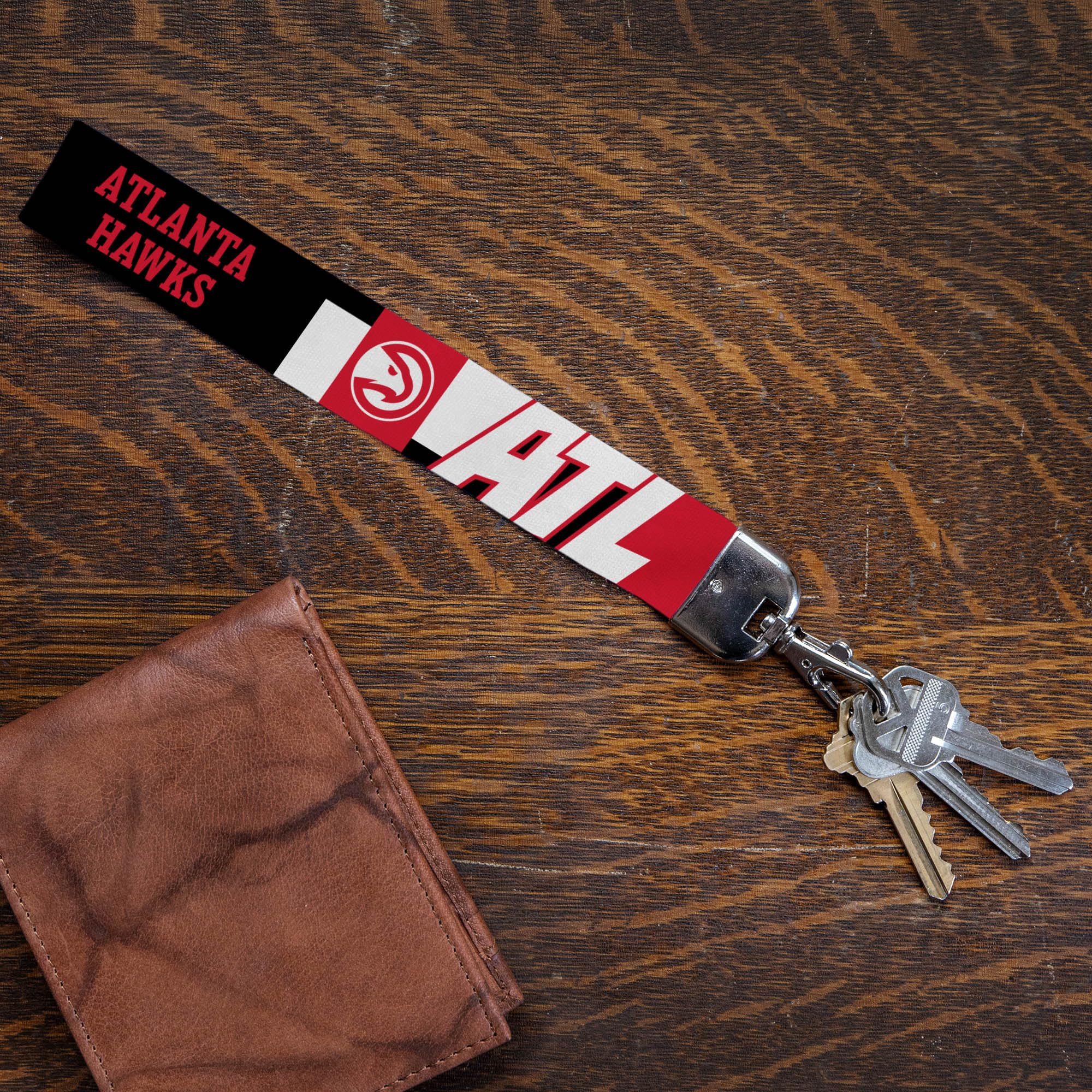 Rico Industries Nba Basketball Atlanta Hawks Wrist Lanyard Key Chain, Cute Wristlet Strap Keychain Holder For Women Men Car Keys
