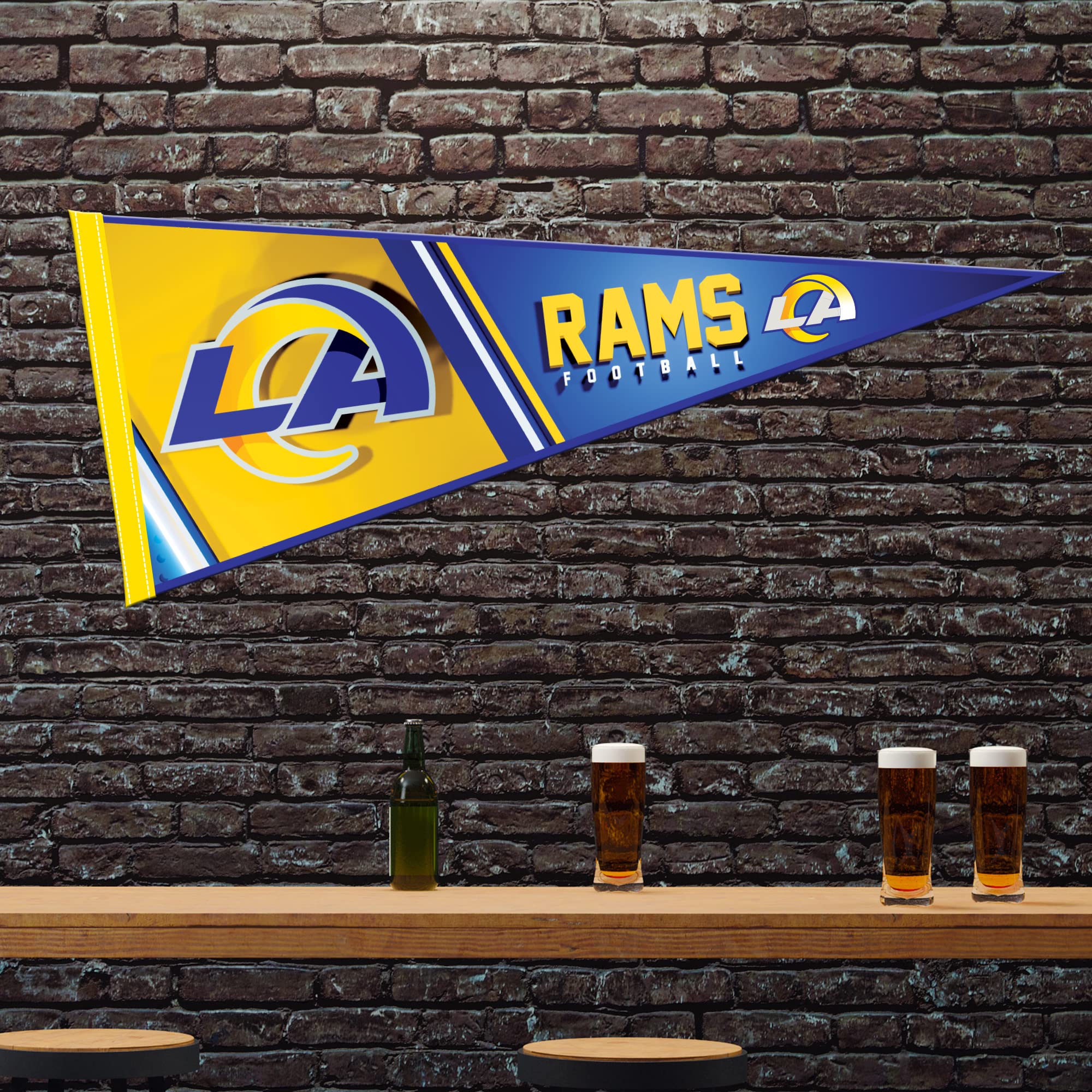 Rico Industries Nfl Football Los Angeles Rams Primary 12'' X 30'' Felt Wall D  Cor Pennant - Great For Home/Bed Room/Man Cave D