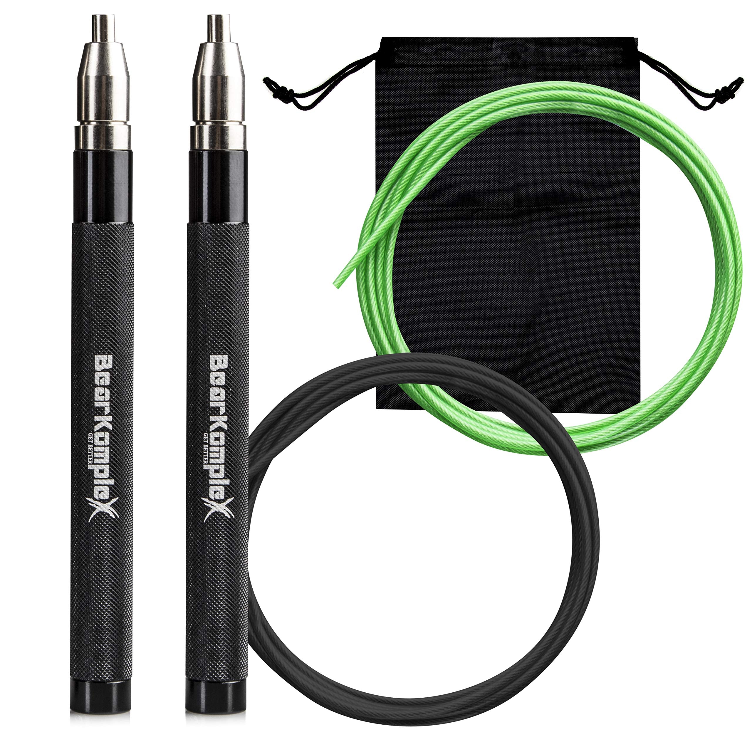 Bear Komplex Speed Jump Rope - Get Fit Fast With Double Unders - Boxing & Conditioning - Fast & Easy Set Up - 2 Lightweight Cabl