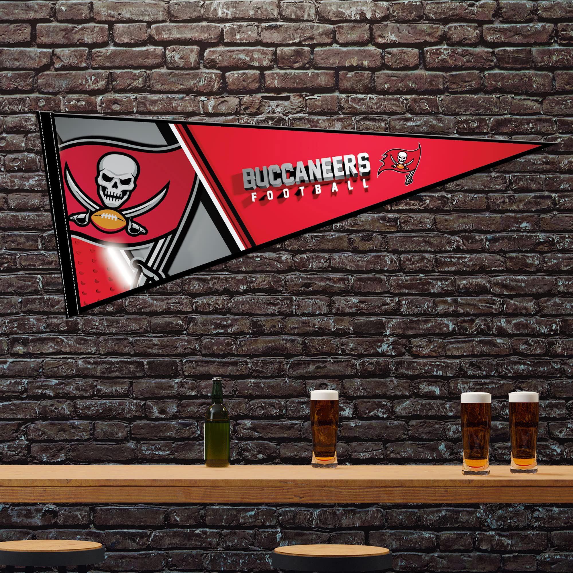 Rico Industries Nfl Football Tampa Bay Buccaneers Primary 12'' X 30'' Felt Wall D  Cor Pennant - Great For Home/Bed Room/Man Cav