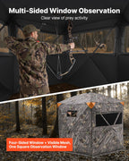 Vevor Hunting Blind, 6-7 Person Ground Blinds With Carrying Bag, Portable Camouflage Tent, Reinforced Durable Concealed Shelter
