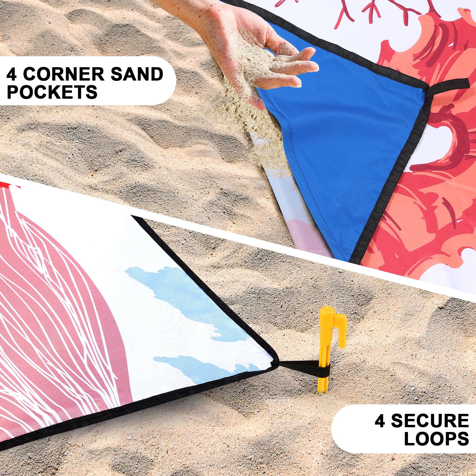 Hihoho Beach Blanket, Sandproof Beach Mat, Waterproof Quick Drying Lightweight Outdoor Aztec Picnic Mat 79 X 83/120X108 For 2-8