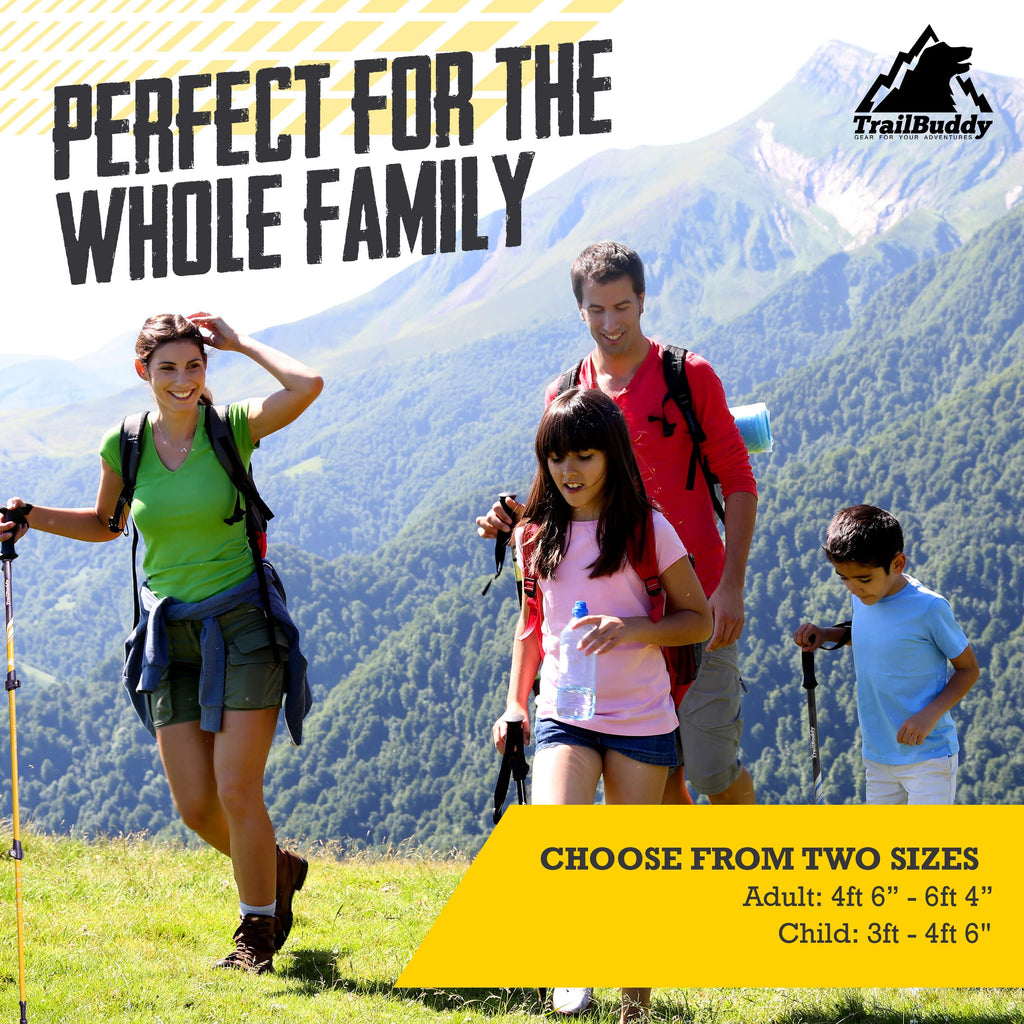 Trailbuddy Collapsible Hiking Poles - Pack Of 2 Trekking Poles For Hiking, Camping & Backpacking - Lightweight, Adjustable Alumi