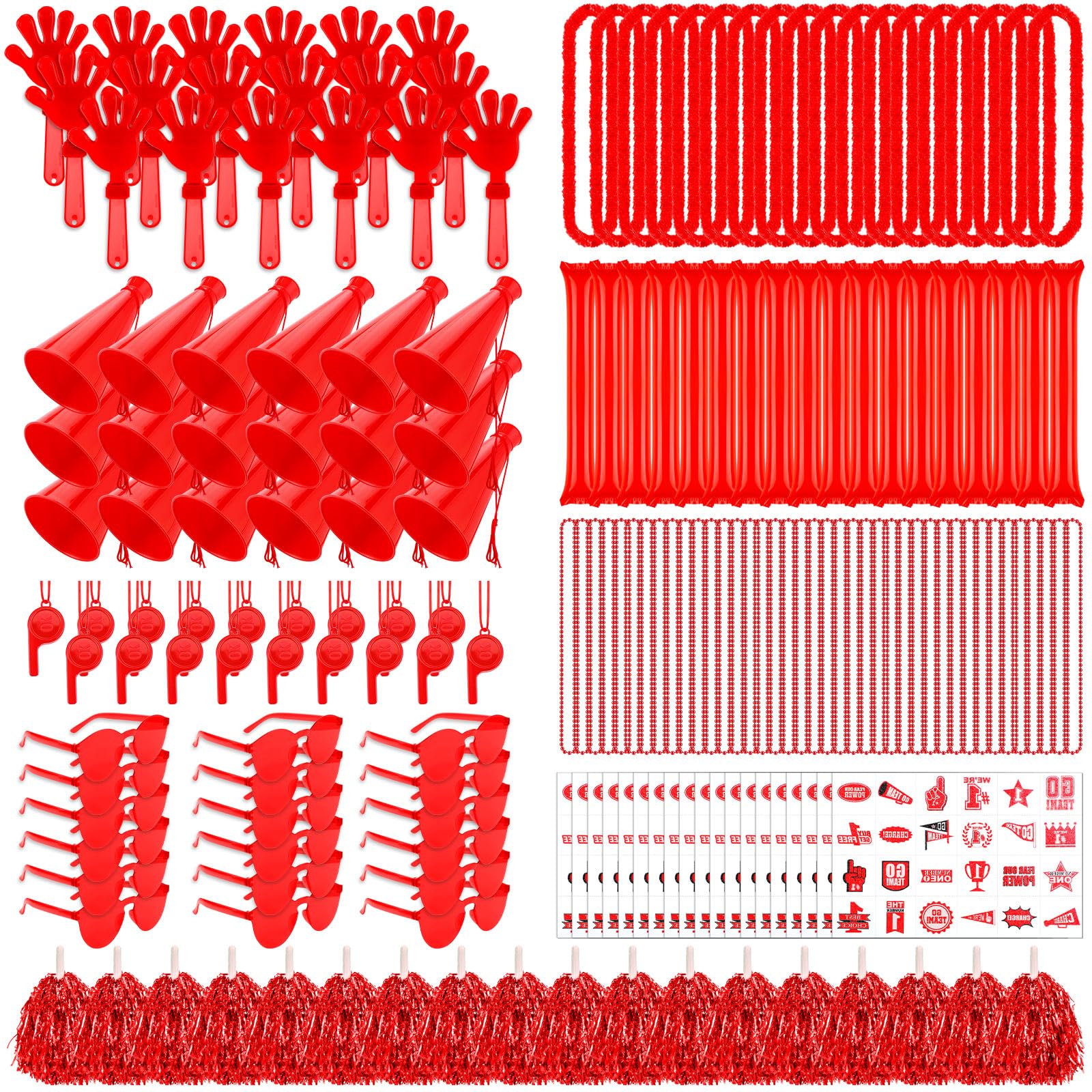 Soulchen 540 Pcs Red Team Spirit Accessories Bulk Field Day Accessories Pep Rally Color War Camp Spirit Events Party Items Cheer