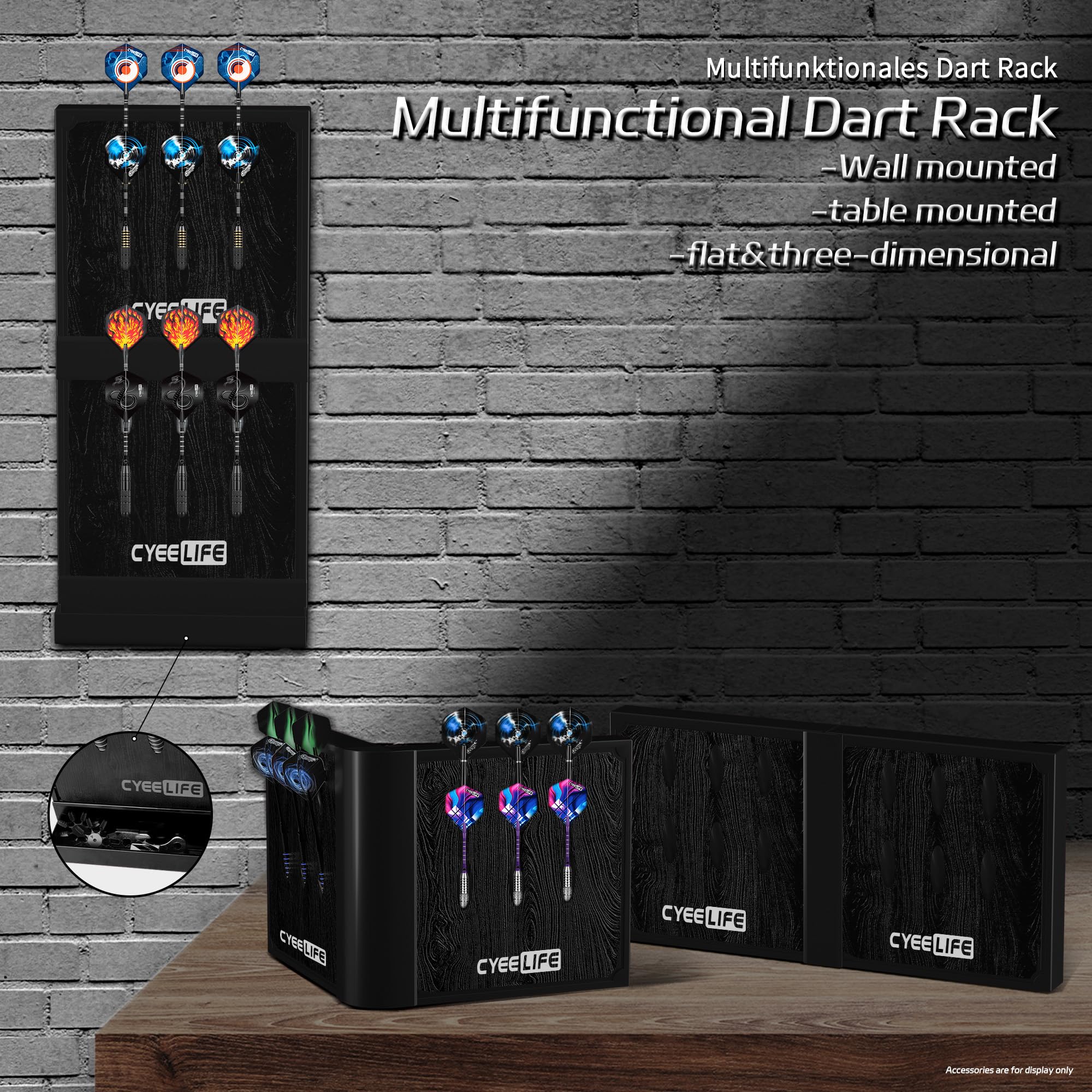 Cyeelife Plastic Darts Stand&Holder Black For 12 Soft And Steel Darts,Assemblable And Detachable Pro Dartboard Accessories
