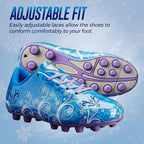 Vizari Frost Youth Firm Ground Soccer Cleats for Natural Grass and Outdoor Play - Blue/Purple