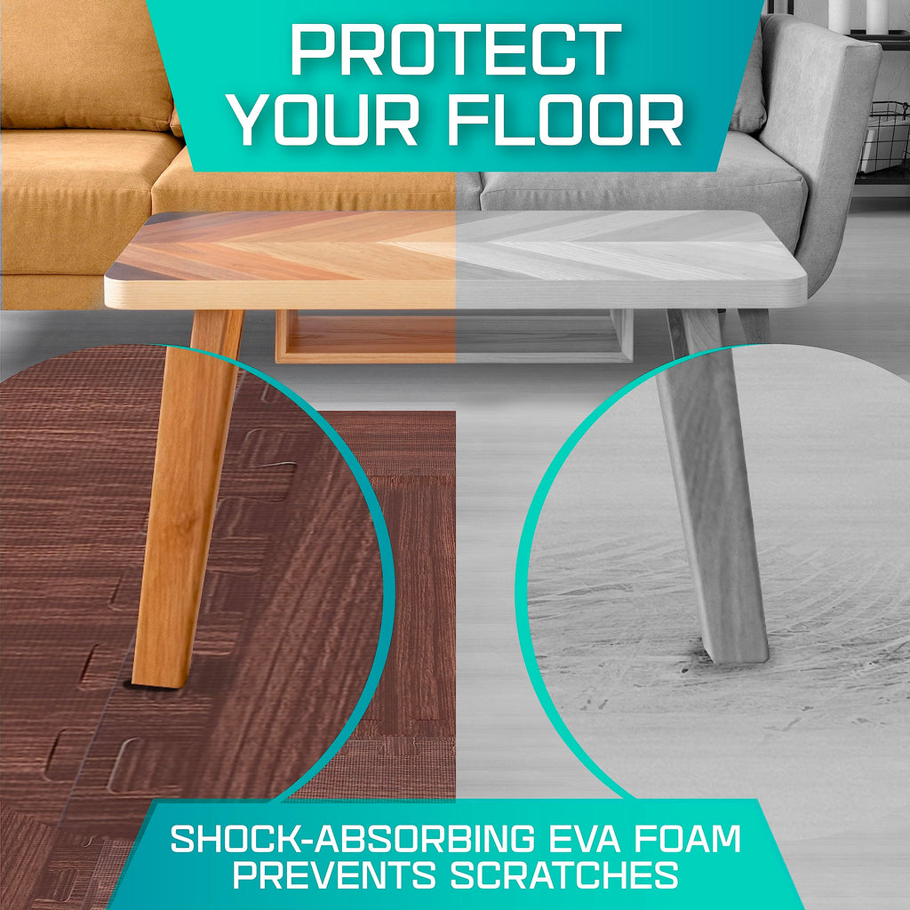 Yes4All 6Lwd Interlocking Eva Borders  Foam Floor Mats For Gym Equipment (24 Grey 6 Pcs), I. 12 Square Feet (12 Tiles) -Walnut W