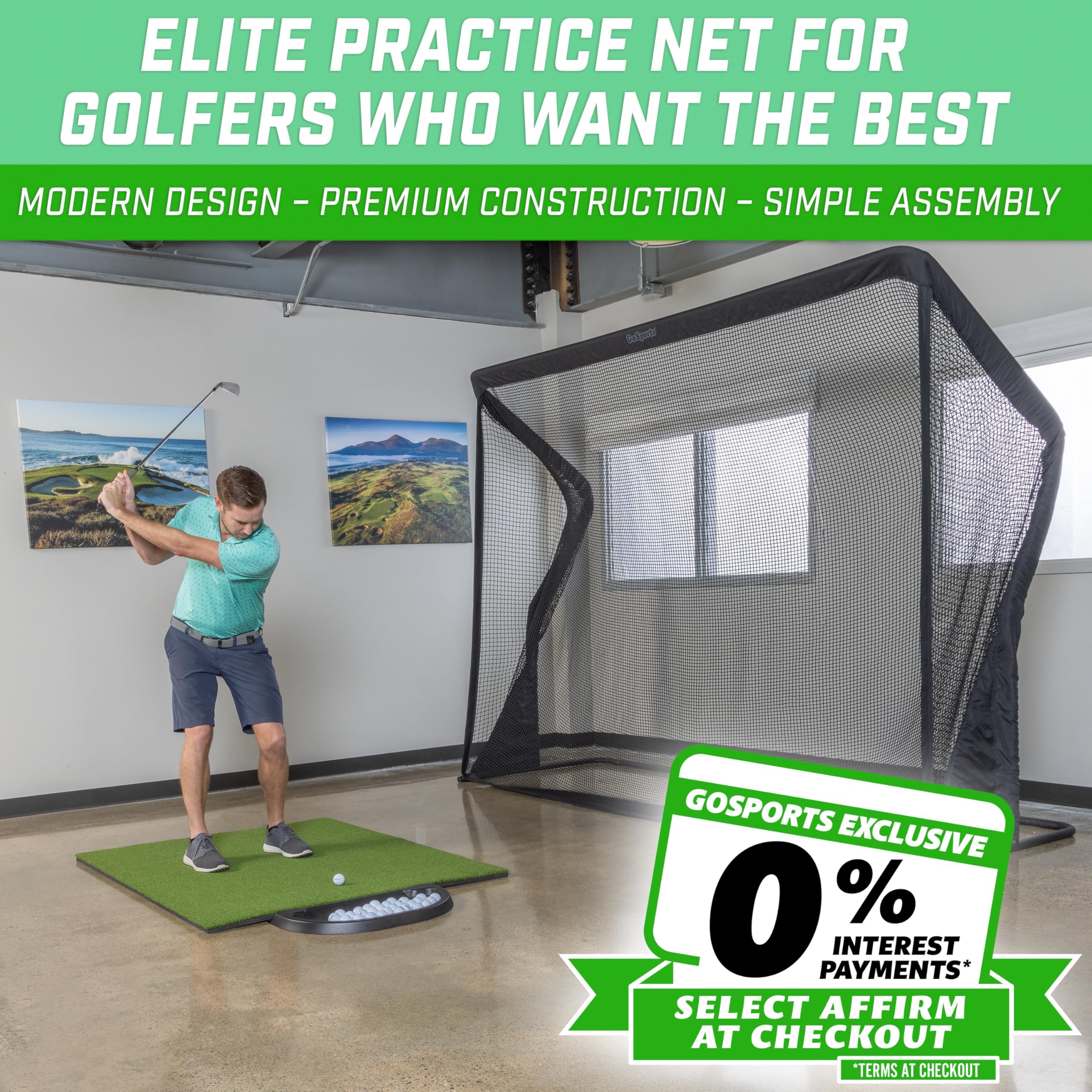 Gosports Elite Golf Practice Net With Steel Frame - Choose 10' Or 7' Size