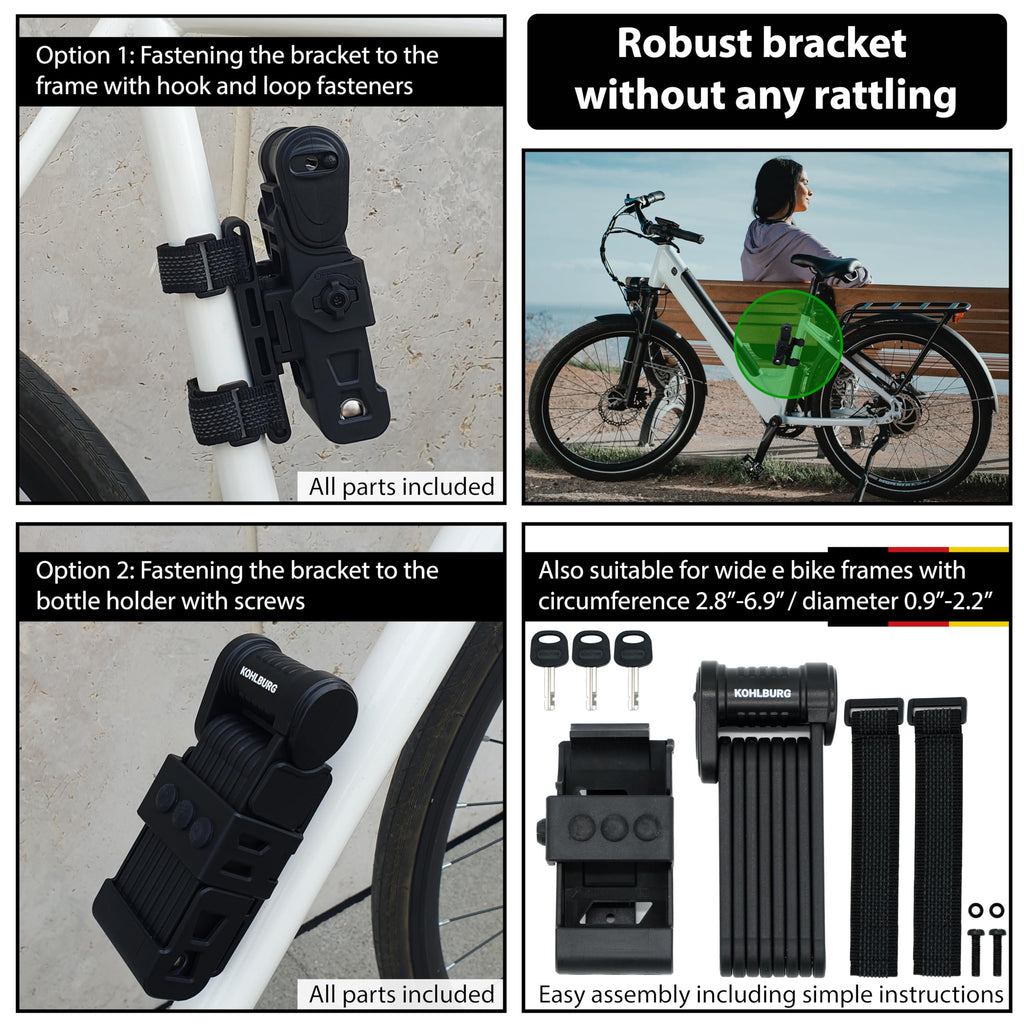 Kohlburg Security Folding Lock - 35 Foldable Bicycle Lock - High German Security Standard - Very Secure Folding Bike Lock - Spec