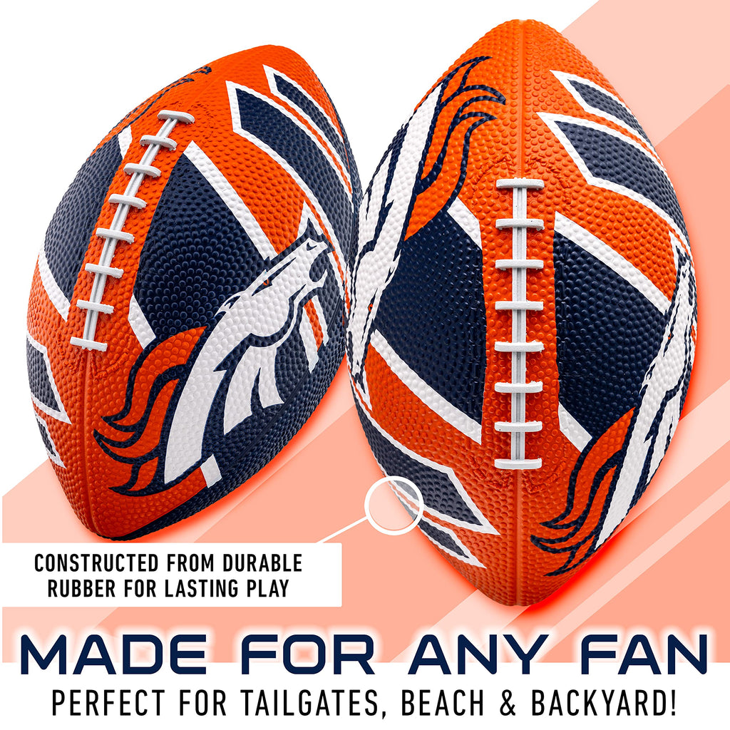 Franklin Sports Nfl Denver Broncos Football - Youth Football - Mini 8.5'' Rubber Football - Perfect For Kids - Team Logos And Co