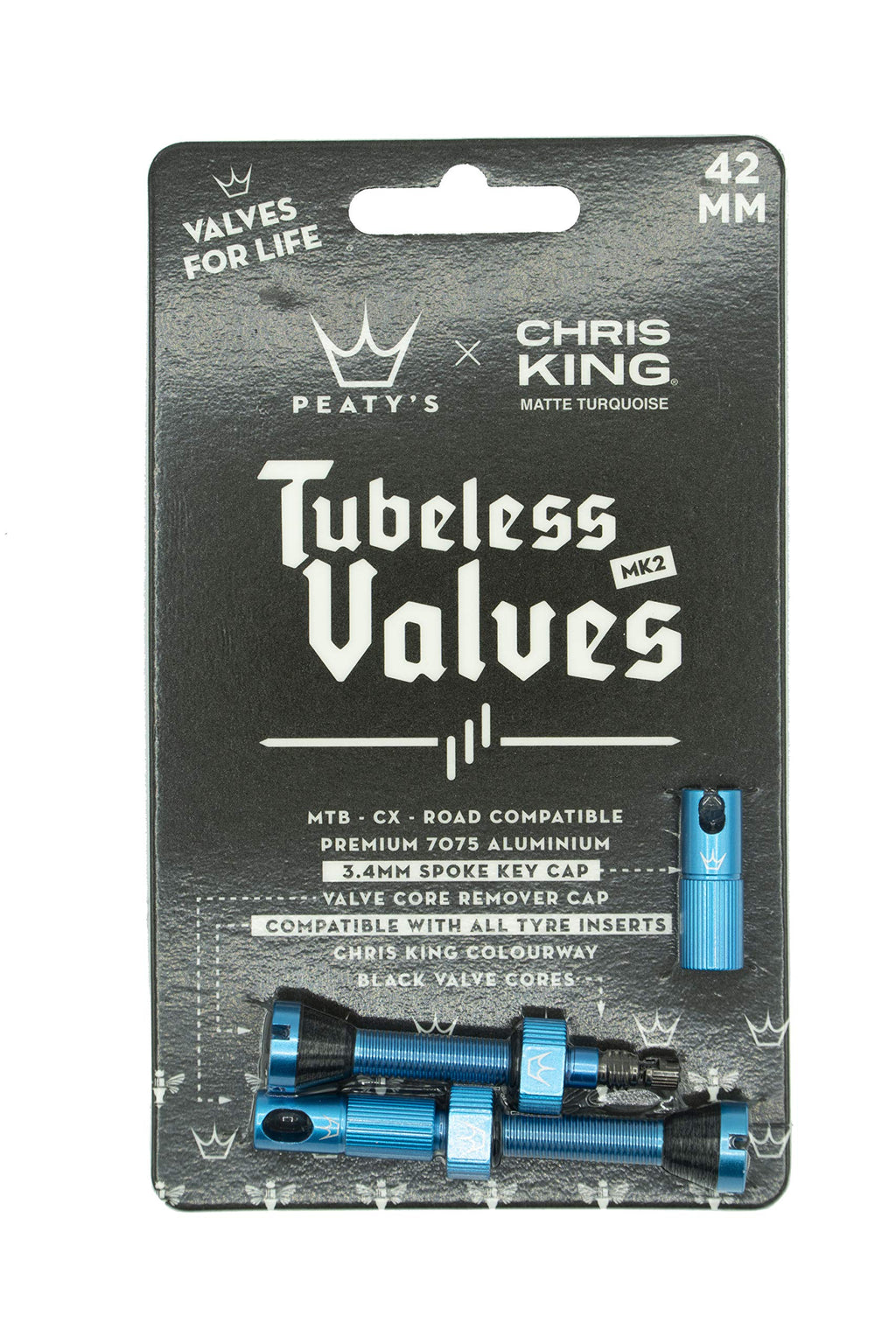 Peaty'S X Chris King (Mk2) Tubeless Valves, 42Mm, Turquoise