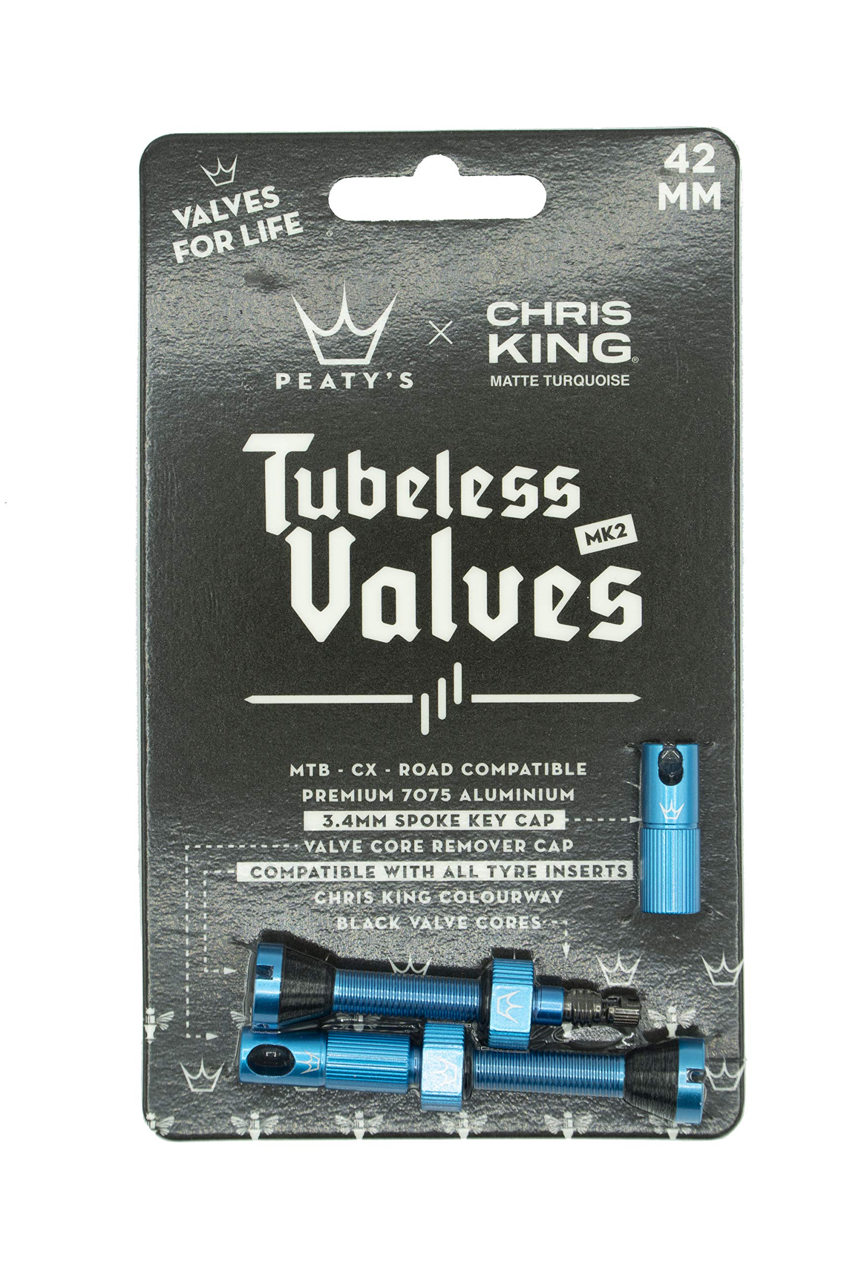 Peaty'S X Chris King (Mk2) Tubeless Valves, 42Mm, Turquoise