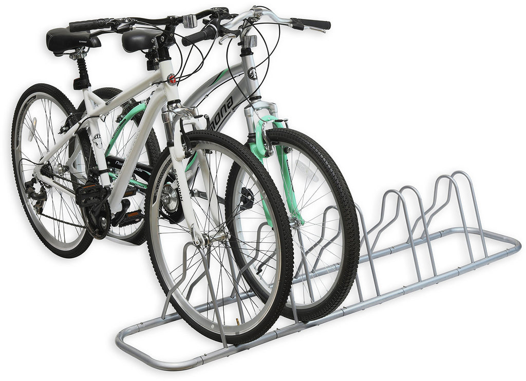 Simple Houseware 5 Bike Bicycle Floor Parking Adjustable Storage Stand, Silver