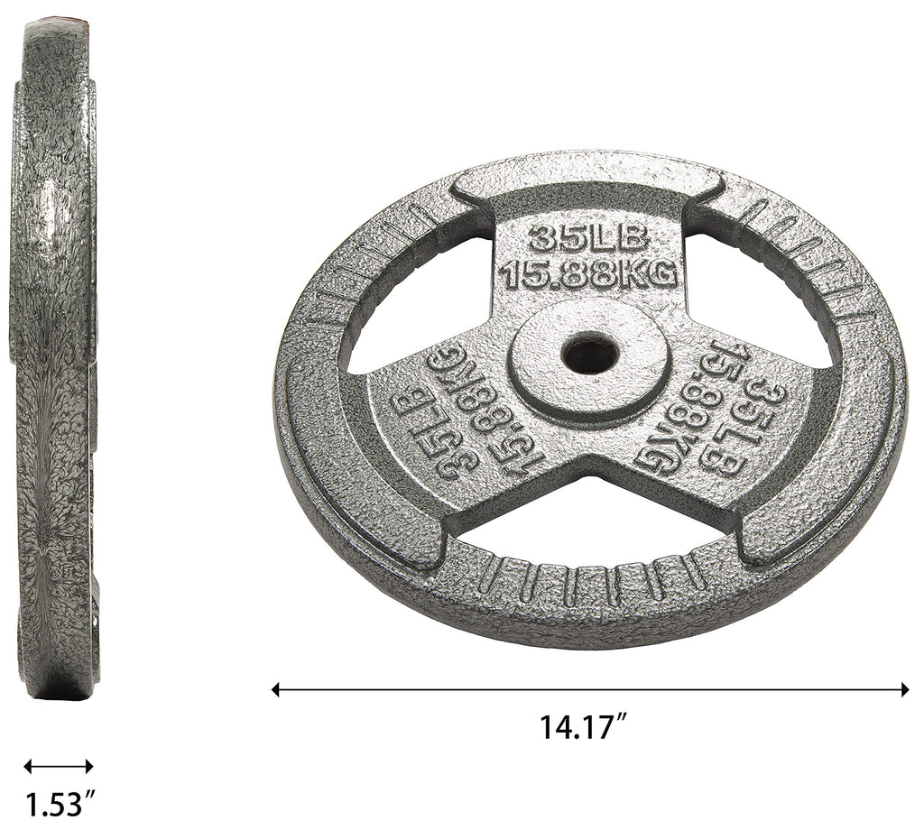 Hulkfit 1-Inch Iron Plate For Strength Training, Weightlifting, Single (35 Pounds), Silver