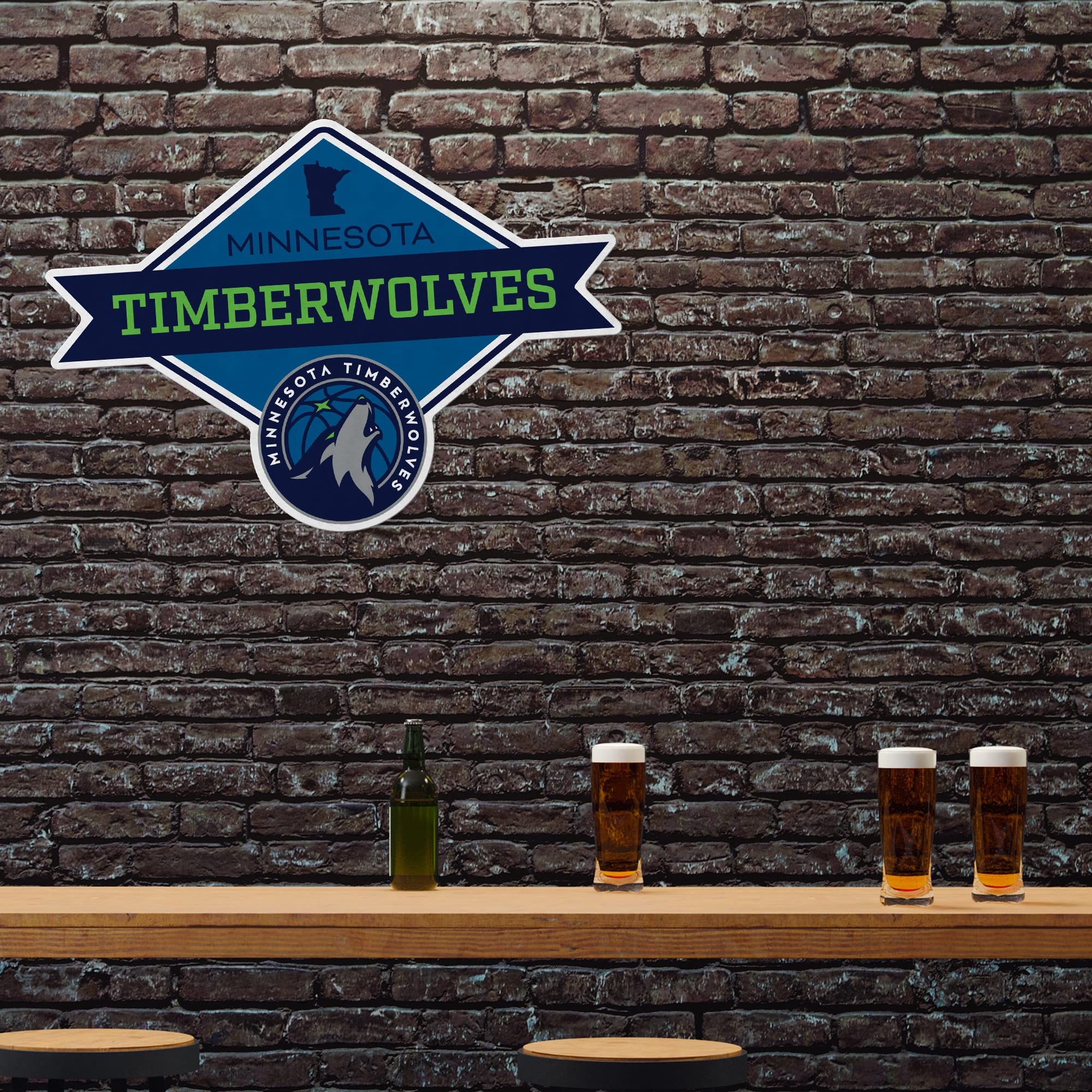 Rico Industries Nba Minnesota Timberwolves Diamond Shape Cut Pennant - Home And Living Room D  Cor - Soft Felt Ez To Hang