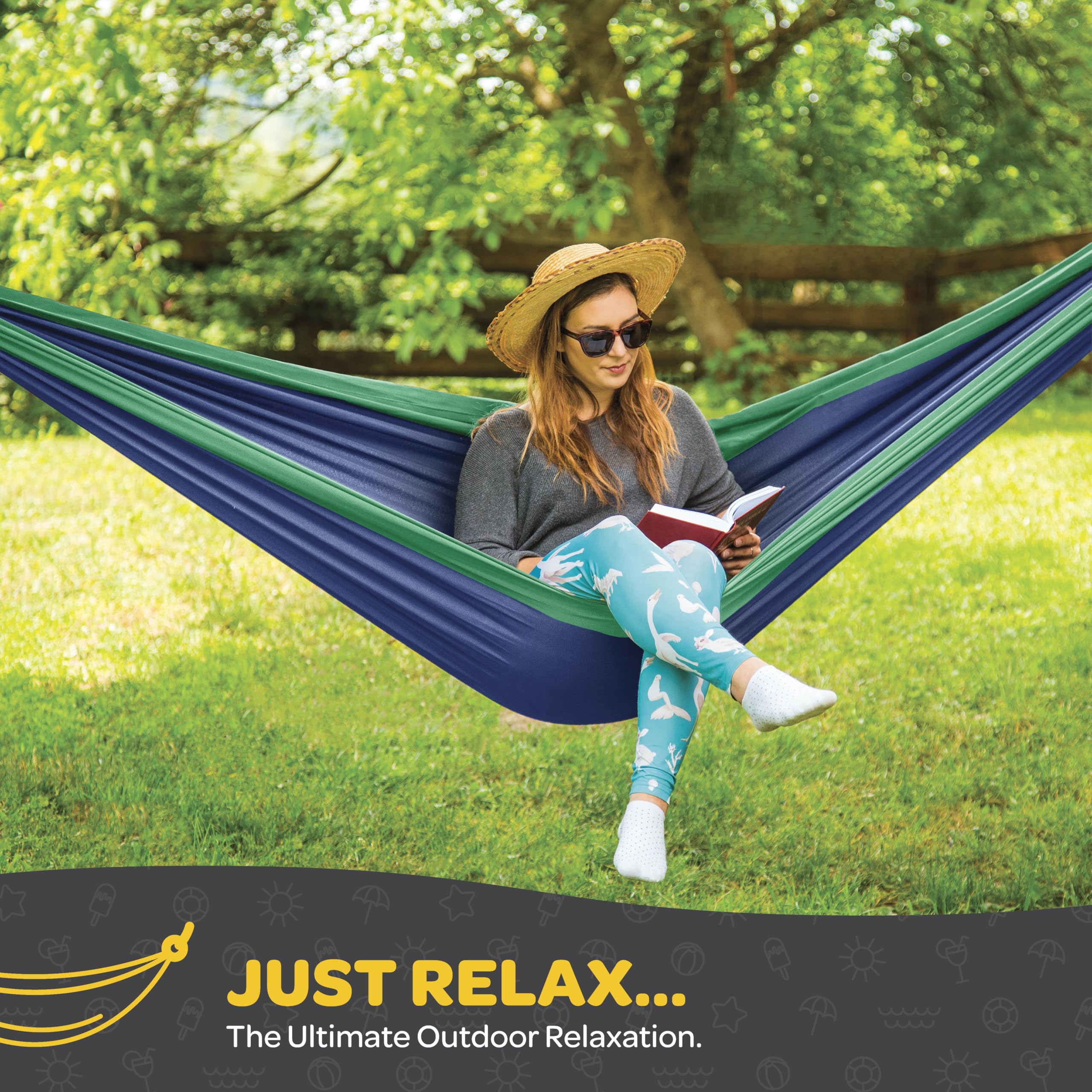 Durable Hammock 400 Lb Capacity, Nylon Camping Hammock Chair - Double Or Single Sizes W/Tree Straps And Attached Carry Bag - Por