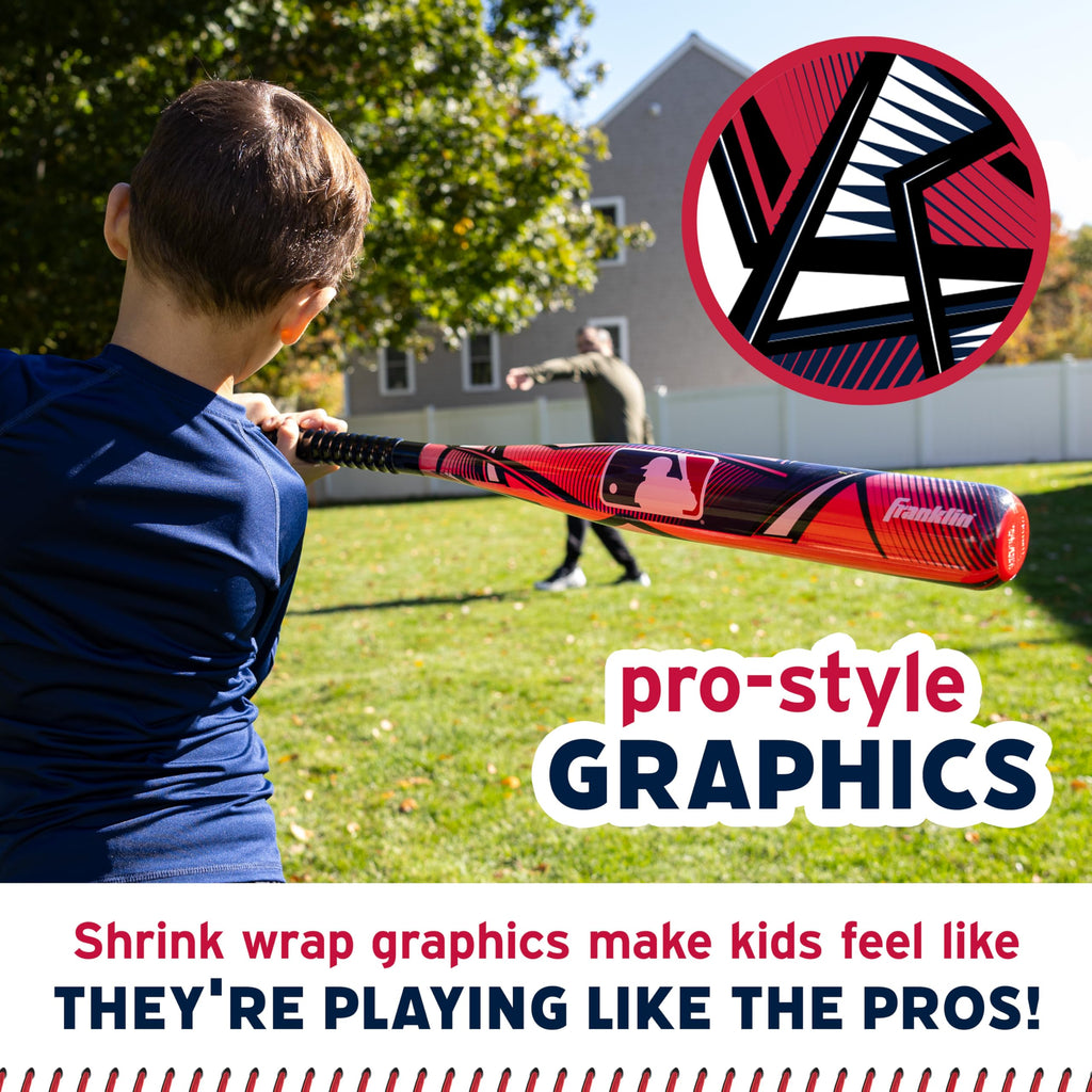 Franklin Sports Kids Mlb Slammin' Baseball Bat & Ball Set - Youth Plastic Baseball Bat + Ball - Fun Backyard Toy For Boys + Girl
