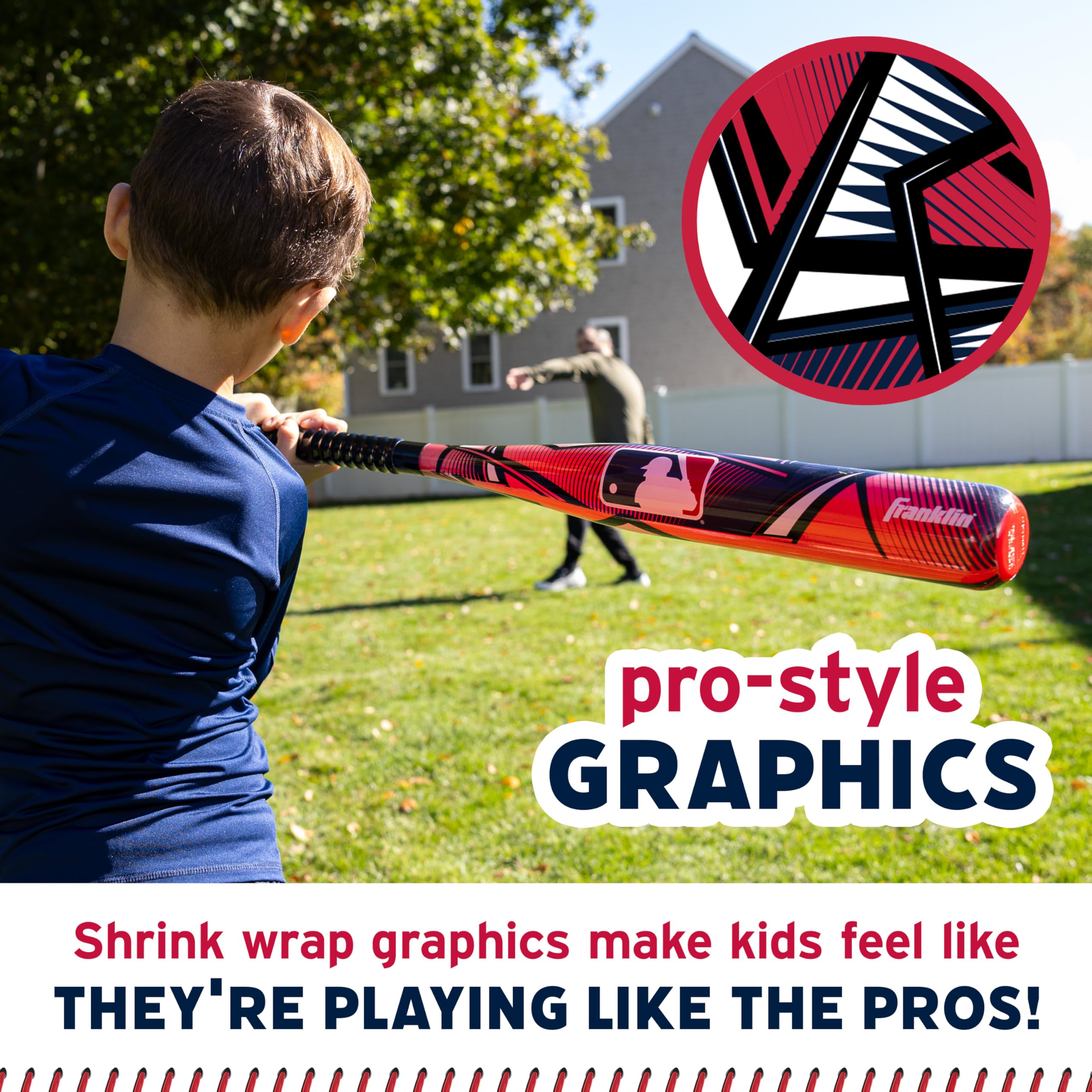 Franklin Sports Kids Mlb Slammin' Baseball Bat & Ball Set - Youth Plastic Baseball Bat + Ball - Fun Backyard Toy For Boys + Girl