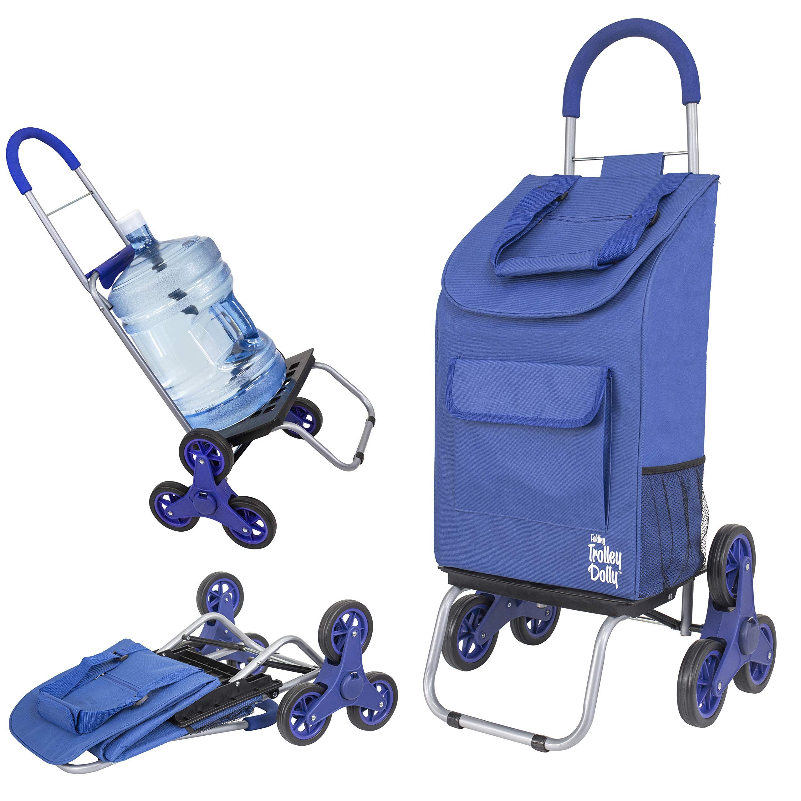 Dbest Products Stair Climber Trolley Dolly Folding Grocery Cart 3 Wheels Heavy Duty Shopping Hand Truck Made For Condos Apartmen