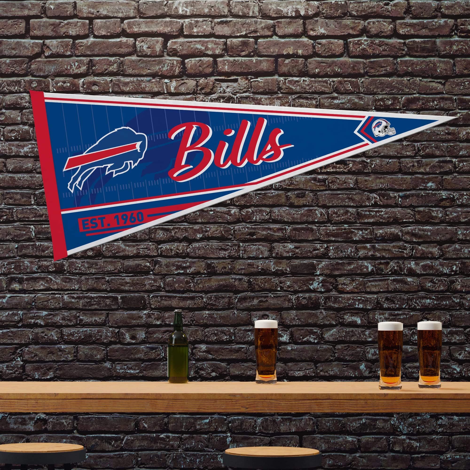 Rico Industries Nfl Football Buffalo Bills Classic 12'' X 30'' Felt Wall D  Cor Pennant - Great For Home/Bed Room/Man Cave D  Co