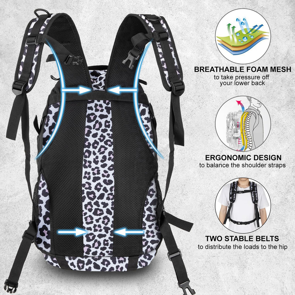 Jueachy Tactical Backpack For Women Men Hiking Day Pack Molle Military Rucksack Waterproof 30L Edc Bag With Usa Flag Patch Leopa