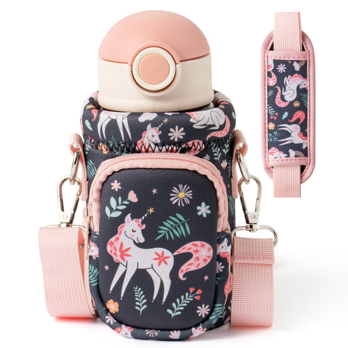 2ooya Water Bottle Carrier Bag with Strap - Magic Horse Water Bottle Bag Holder with Padded Strap Pocket 10/12/14/16/18Oz Neopre