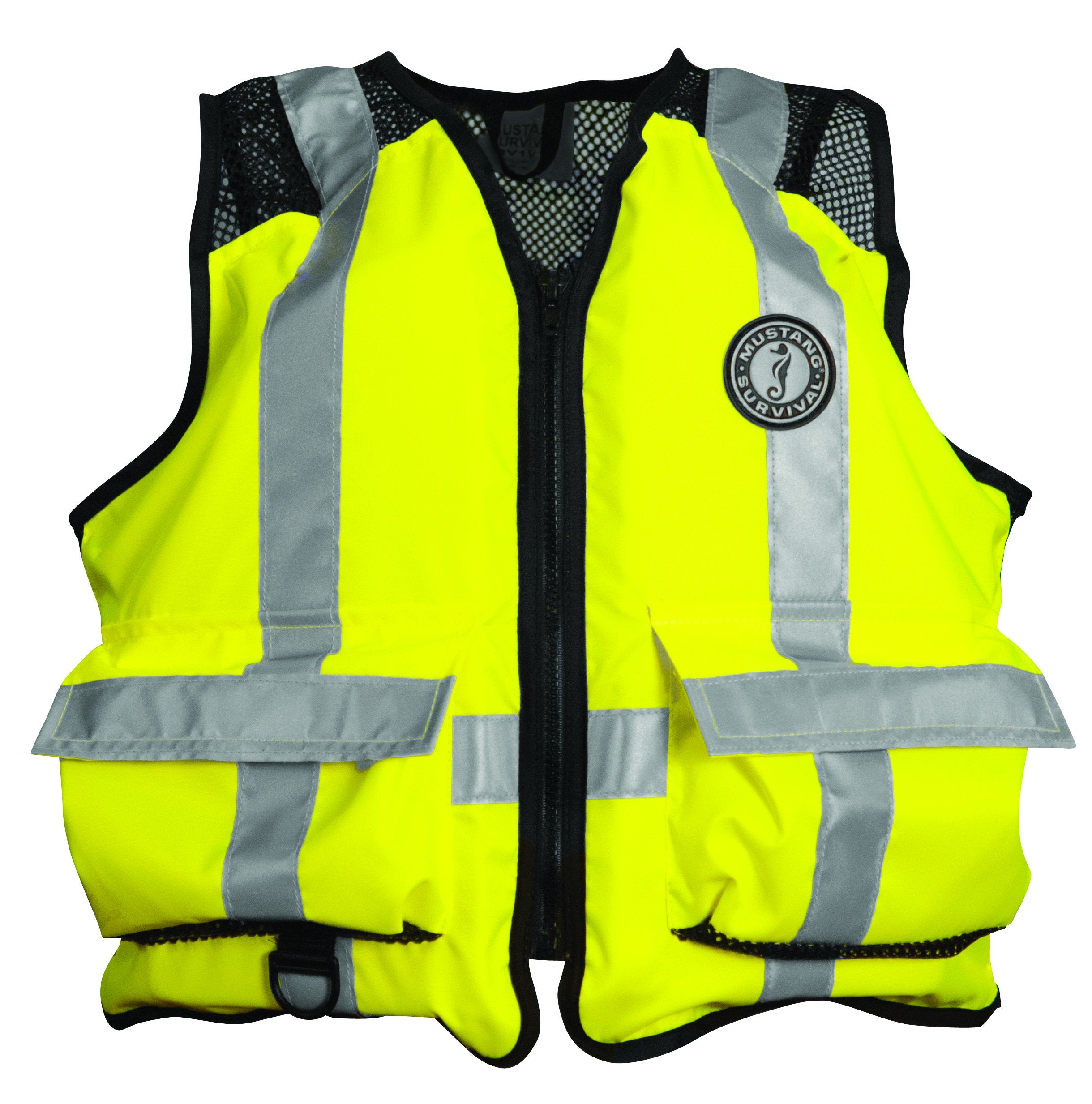MUSTANG SURVIVAL - ANSI Industrial Mesh Vest (Fluorescent Green - XL) - ANSI 107-2004 Class 1 Compliant, USCG Approved, 50 mph D