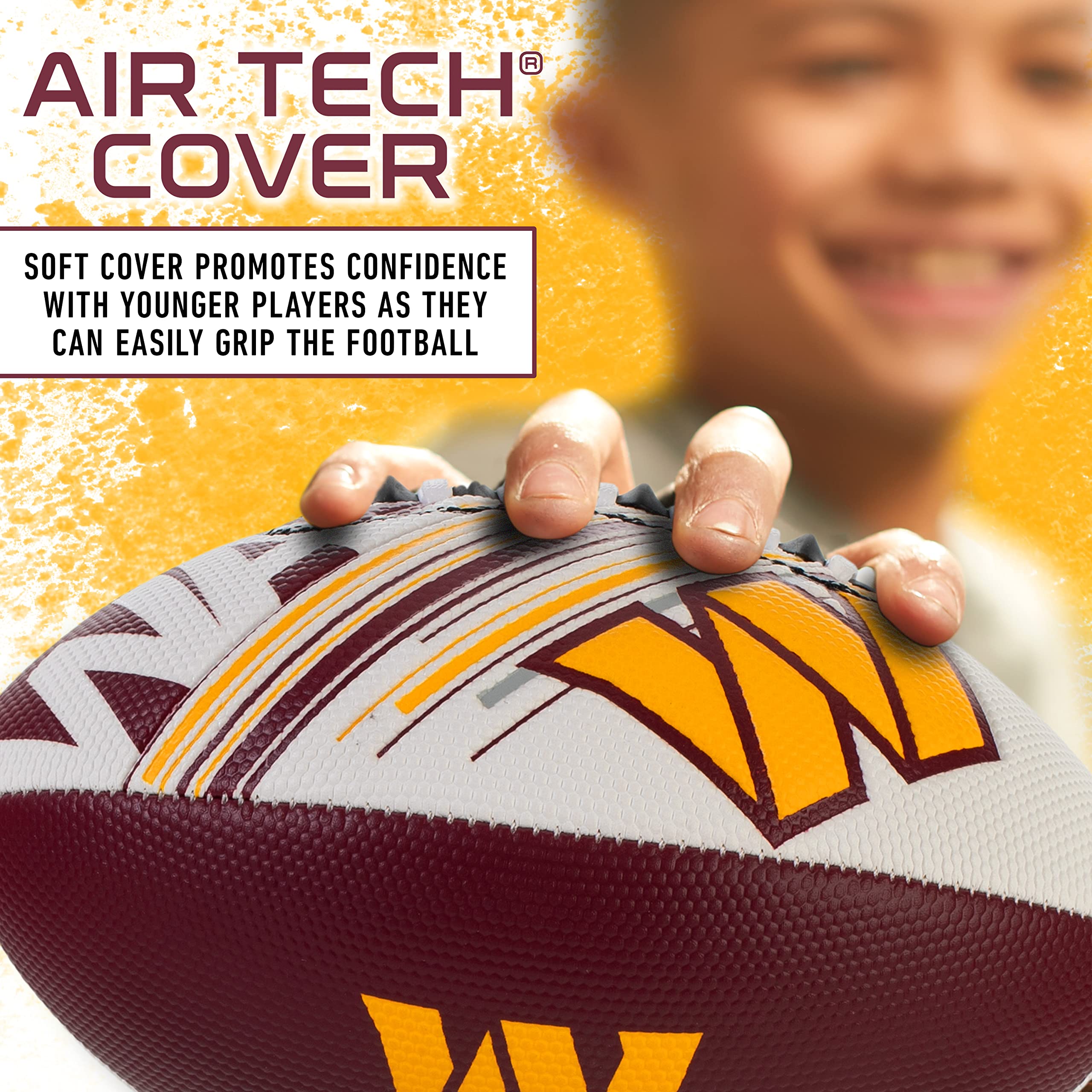 Franklin Sports Nfl Washington Commanders Football - Youth Mini Football - 8.5'' Junior Size Ball - Spacelace Easy Grip Texture-