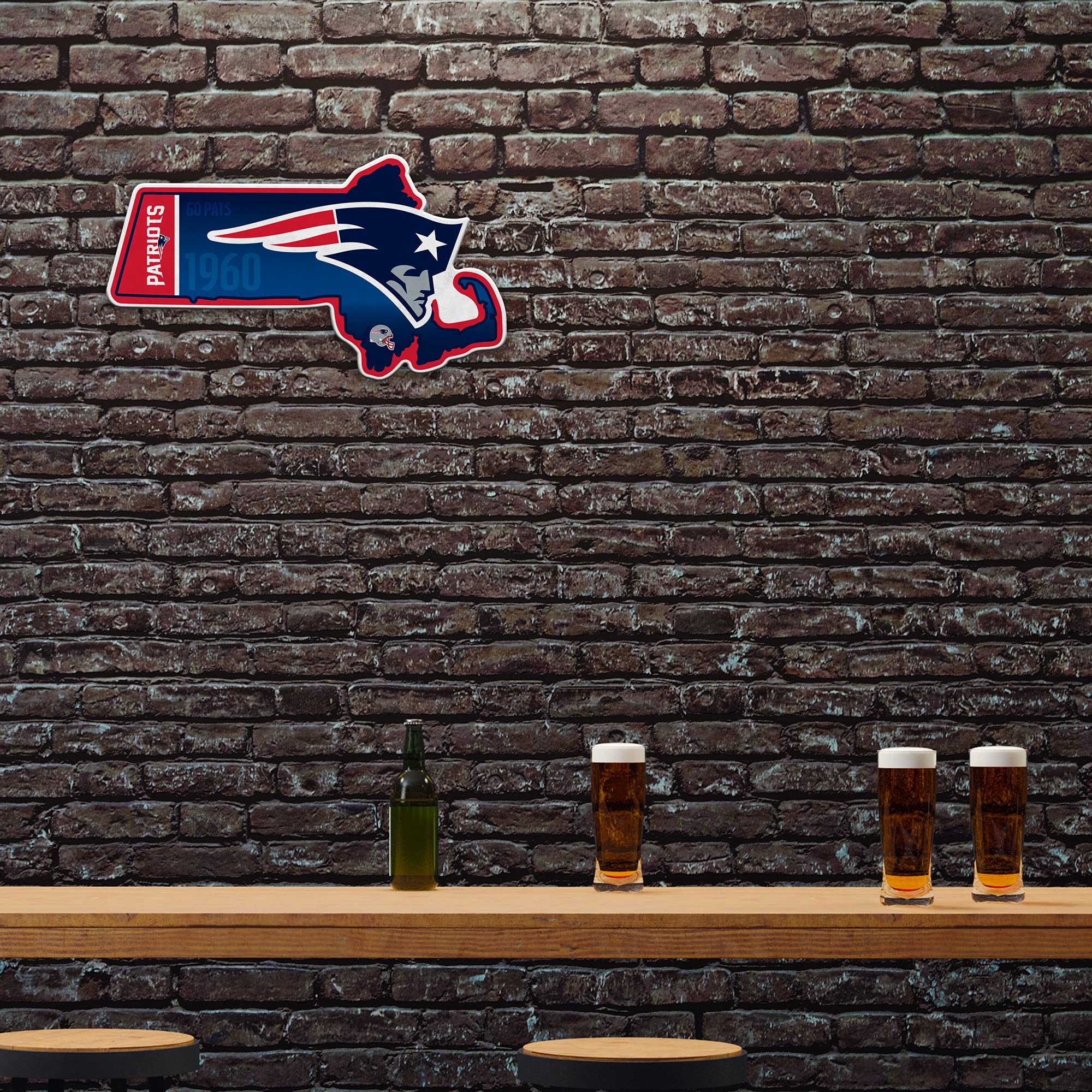 Rico Industries Nfl Football New England Patriots State Shape Shape Cut Pennant - Home And Living Room D  Cor - Soft Felt Ez To