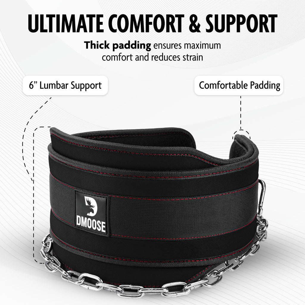 Dmoose Fitness Dip Belt For Weight Lifting - Heavy Duty 36'' Steel Chain Weight Belt For Pullups, Dips, Powerlifting, & Bodybuil