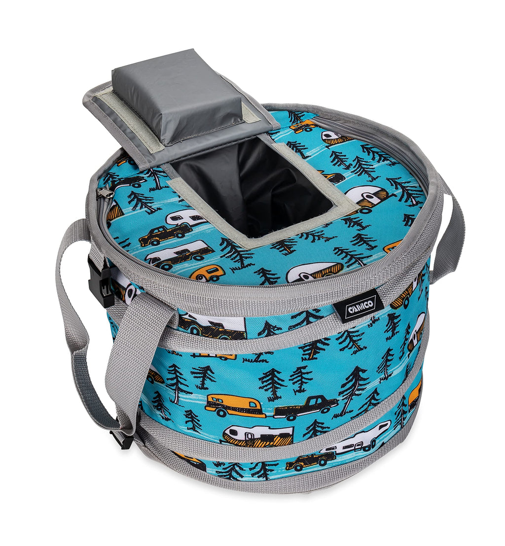 Camco Life Is Better At The Campsite Pop-Up Cooler, Sketch Design  Features A Water-Resistant Interior And Built-In Bottle Opene