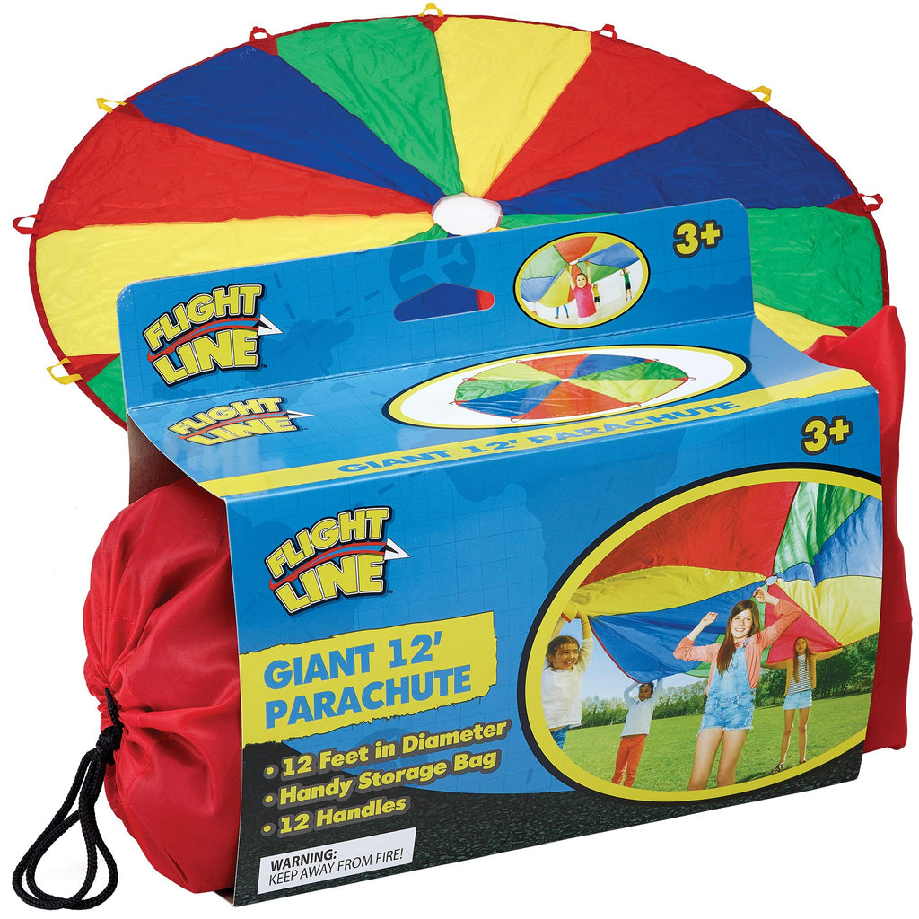 Thin Air Brands Kids 10-Foot Play Parachute Toy For Boys And Girls With 12 Handles For Team Group Cooperative Games, Ages 3 (12-