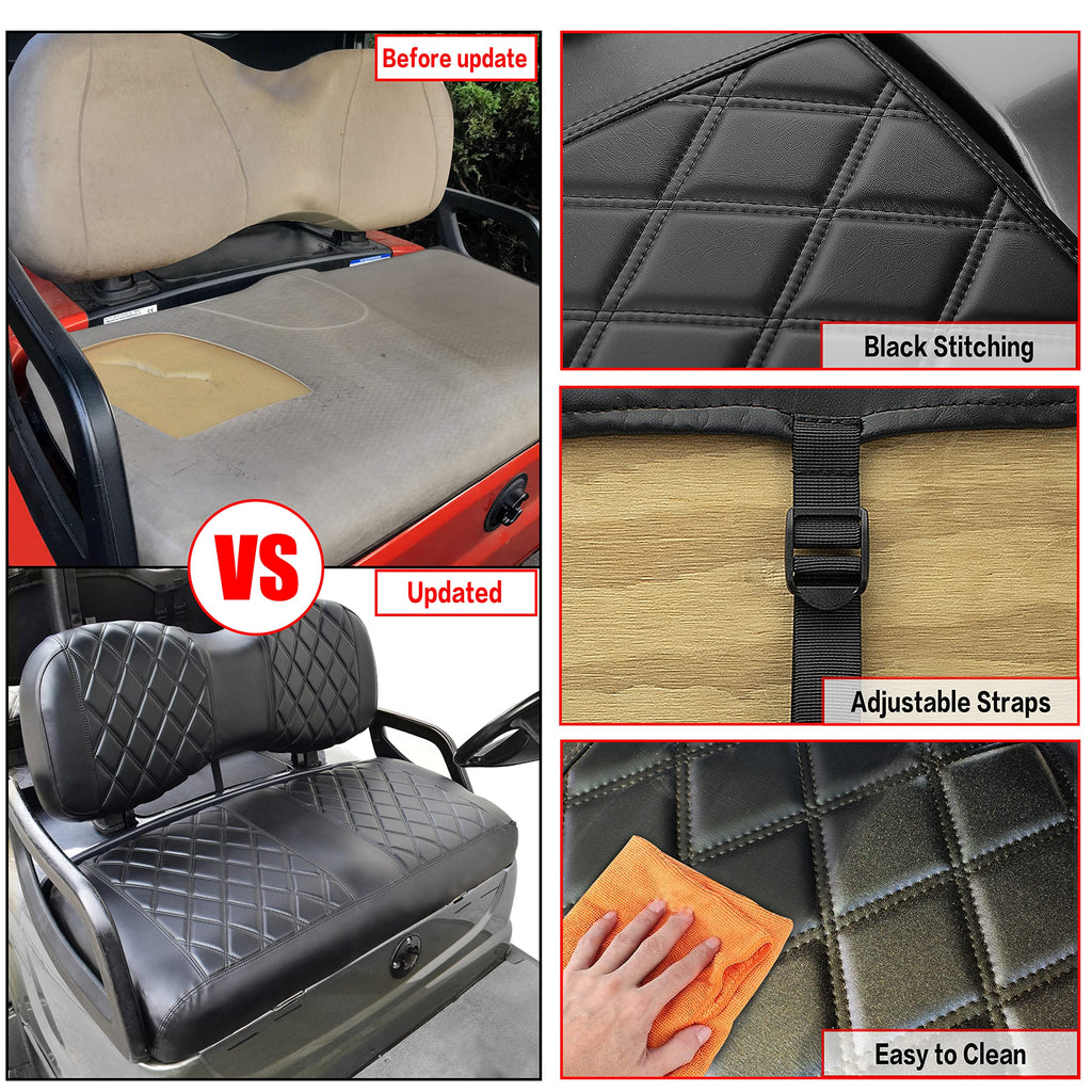 Nokins Golf Cart Yd Diamond Seat Cover For Yamaha Drive/Drive 2 Original Regular Seat Cushion, No Stapler, Golf Cart Vinyl Repla
