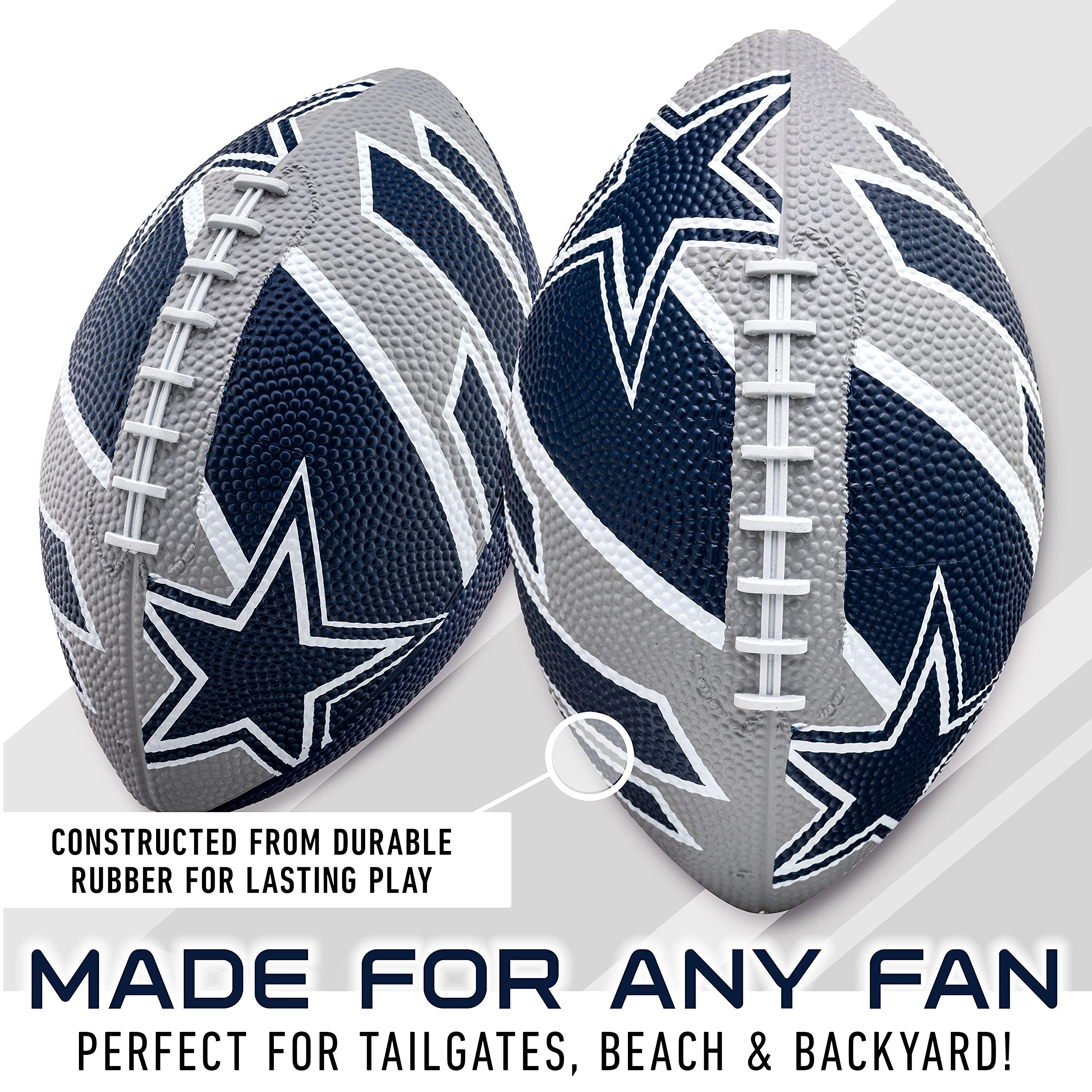 Franklin Sports Nfl Dallas Cowboys Football - Youth Football - Mini 8.5'' Rubber Football - Perfect For Kids - Team Logos And Co