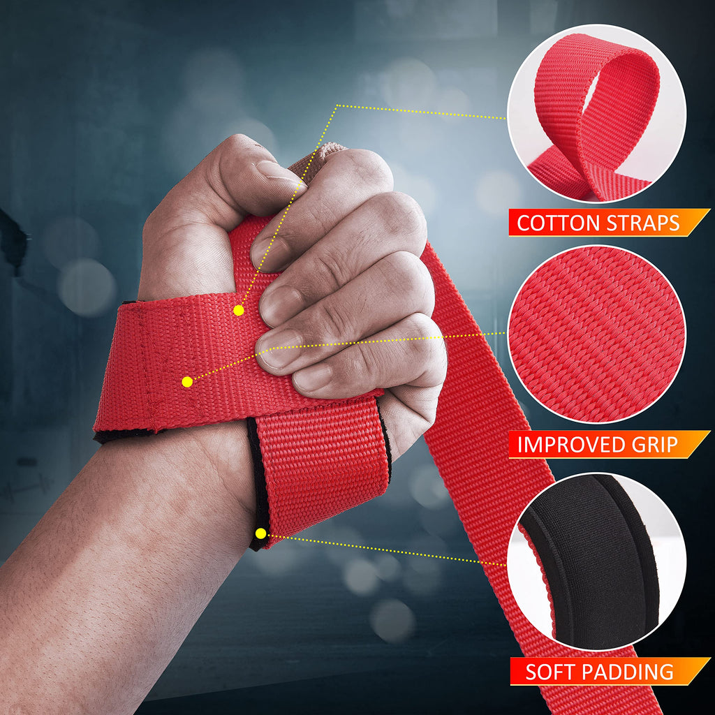 Ihuan Wrist Straps For Weight Lifting - Lifting Straps For Weightlifting  Gym Wrist Wraps With Extra Hand Grips Support For Stre