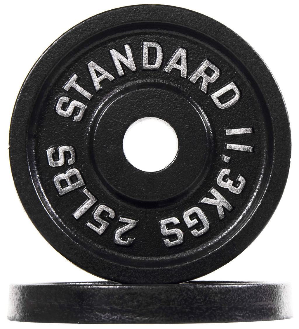 Fitvids Olympic 2-Inch Cast Iron Plate Weight Plate For Strength Training And Weightlifting, Vintage Style, Alloy Steel,25Lb Pai