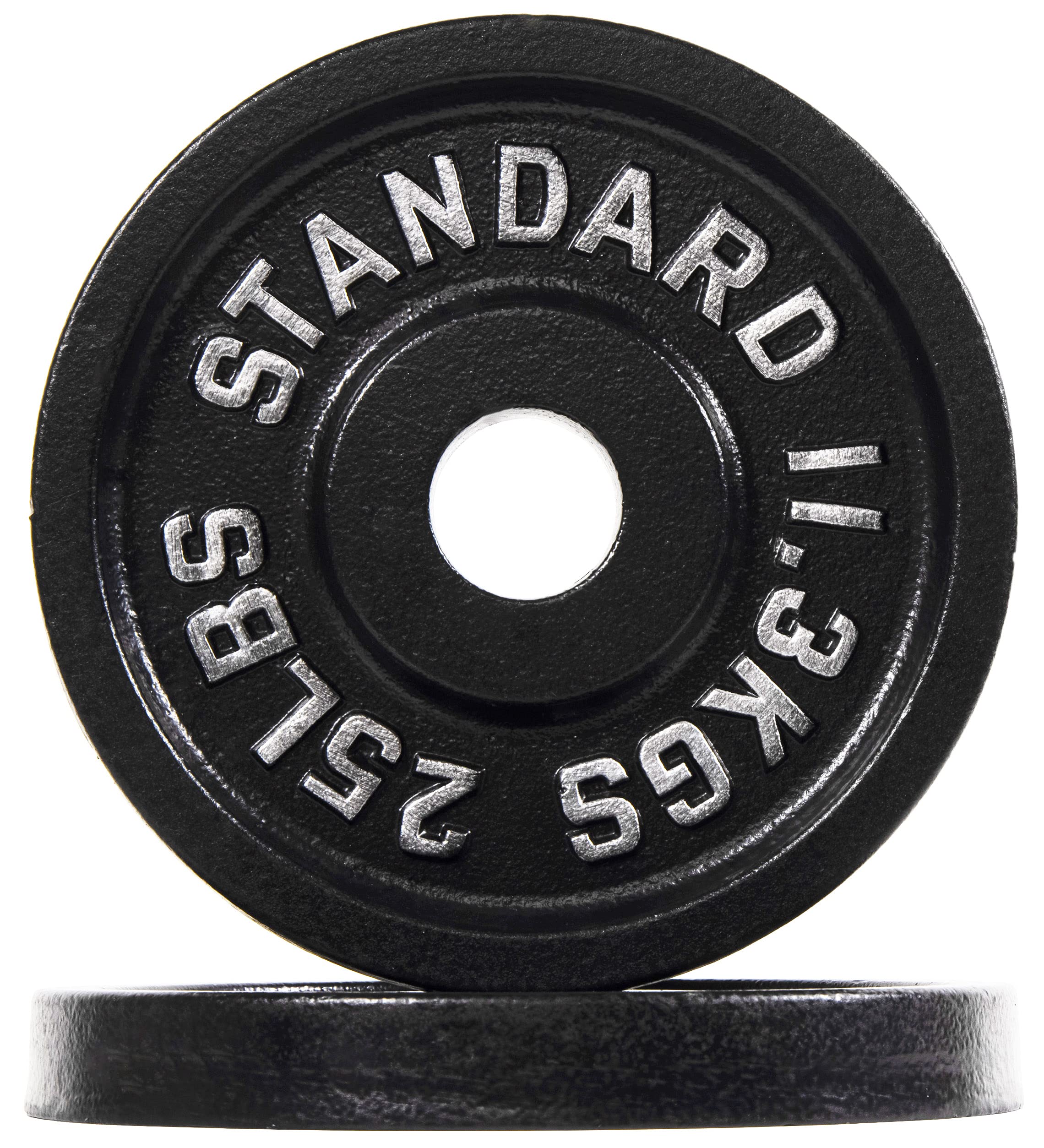 Fitvids Olympic 2-Inch Cast Iron Plate Weight Plate For Strength Training And Weightlifting, Vintage Style, Alloy Steel,25Lb Pai