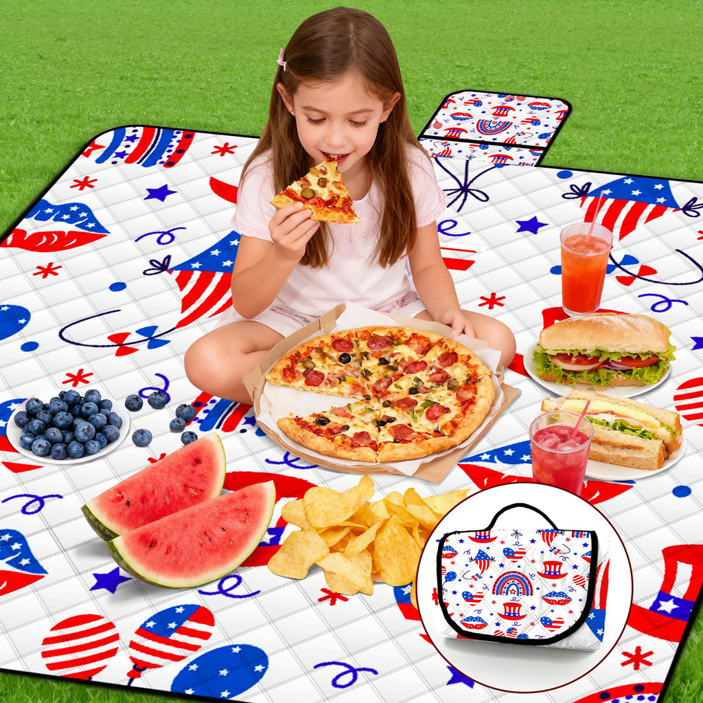 Extra Large Picnic Blanket Waterproof,80X 80Foldable Machine Washable Beach Blanket,Outdoor Blanket For 6-8 Adults,Suitable For