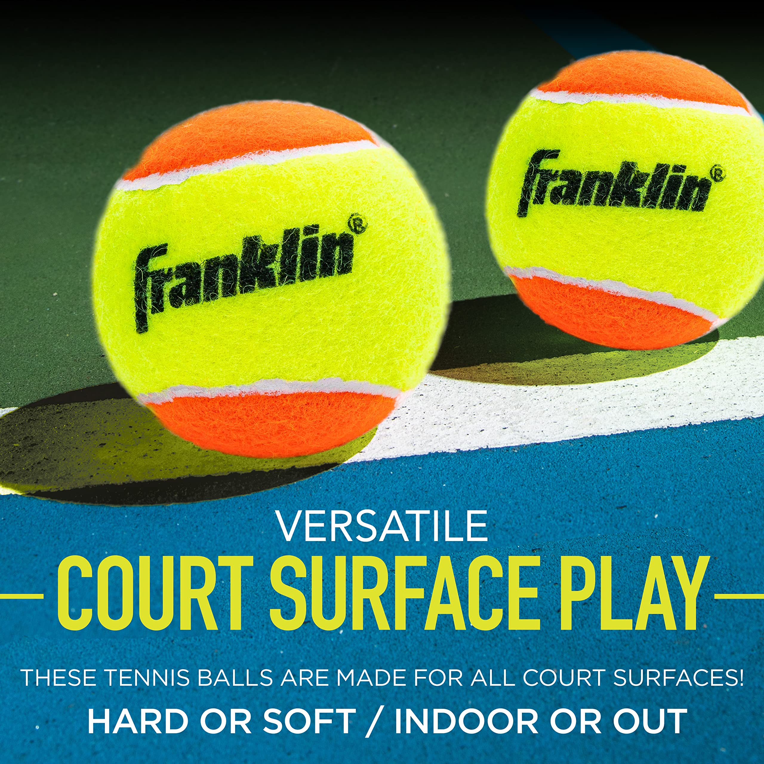 Franklin Sports Starter + Beginner Pressureless Tennis Balls - Great For Training + Practice - Low Bounce Tennis Balls For All C