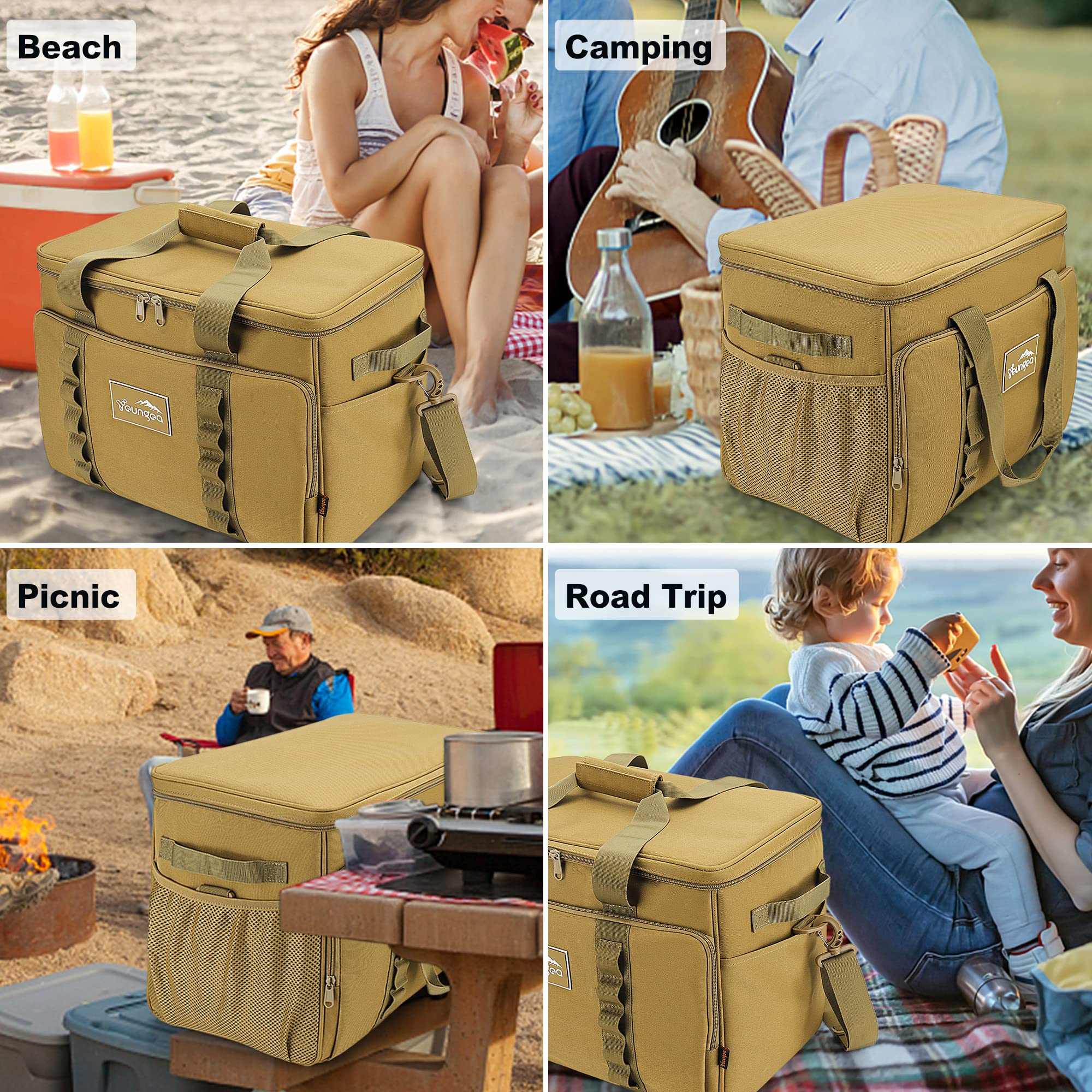 Soft Insulated Cooler Bag 48-Can Leakproof Soft Sided Cooler Large Collapsible Portable Cooler Bags 32L For Picnic, Waterproof S