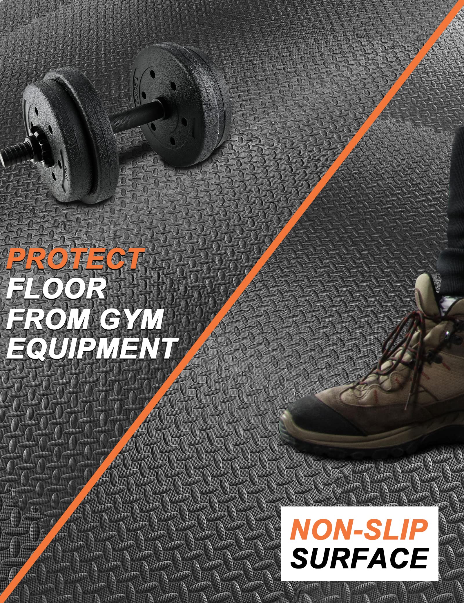 Innhom Gym Flooring Mats Exercise Mat For Floor Workout Foam Tiles Home Equipment Garage, 6 Black And Gray