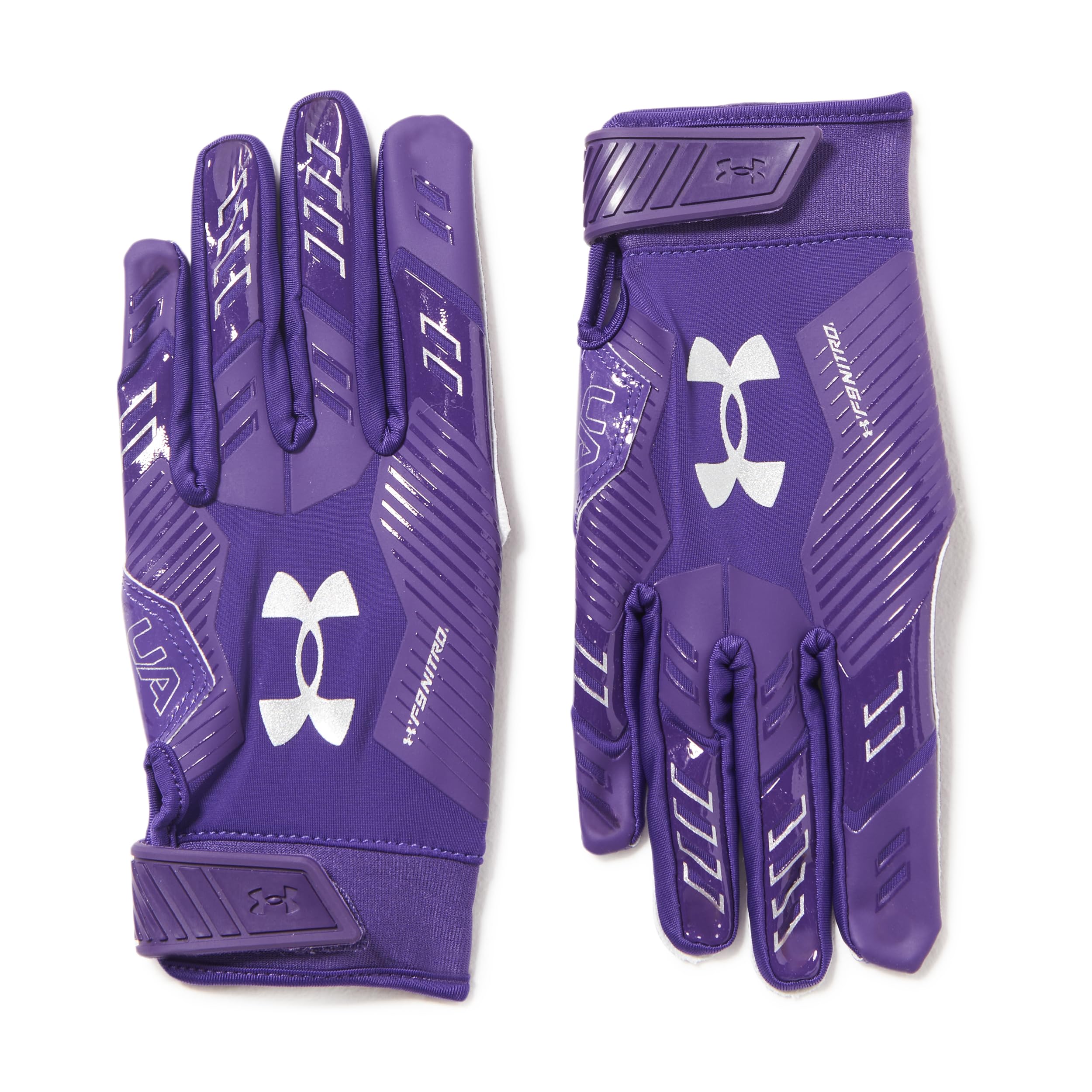 Under Armour Men'S F9 Nitro Football Gloves, (500) Purple/Purple Emerite/Metallic Silver, Small