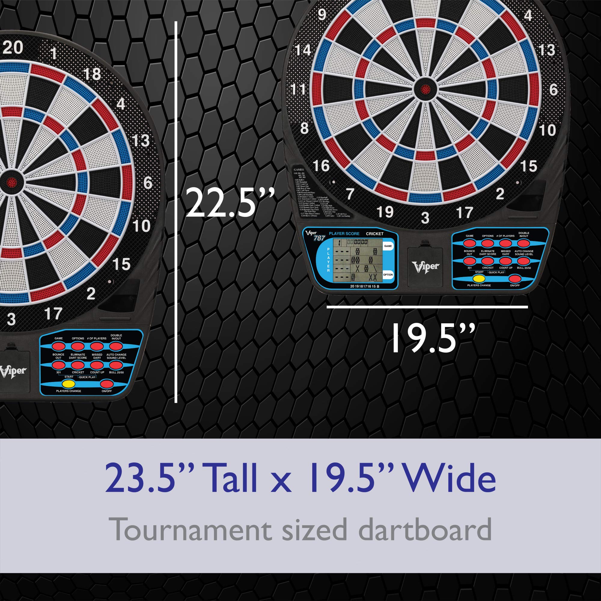 Viper 787 Electronic Dartboard, Ultra Thin Spider For Increased Scoring Area, Free Floating Segments, Locking Segment Holes For