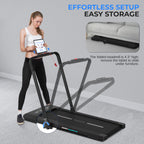 Serenelife Foldable 2 In1 Treadmill & Walking Pad With Remote Control, Speed 7.6 Mph Compact Under Bed, 2.5 Hp, App Support, Eas