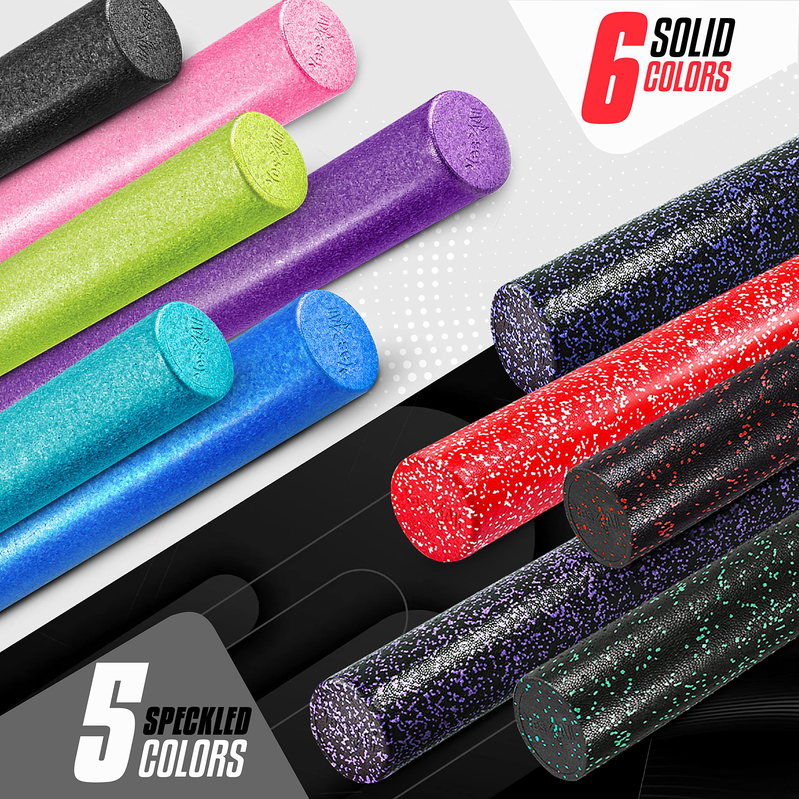 Yes4All High Density Foam Roller For Back, Variety Of Sizes & Colors For Yoga, Pilates - Red Snow - 12 Inches
