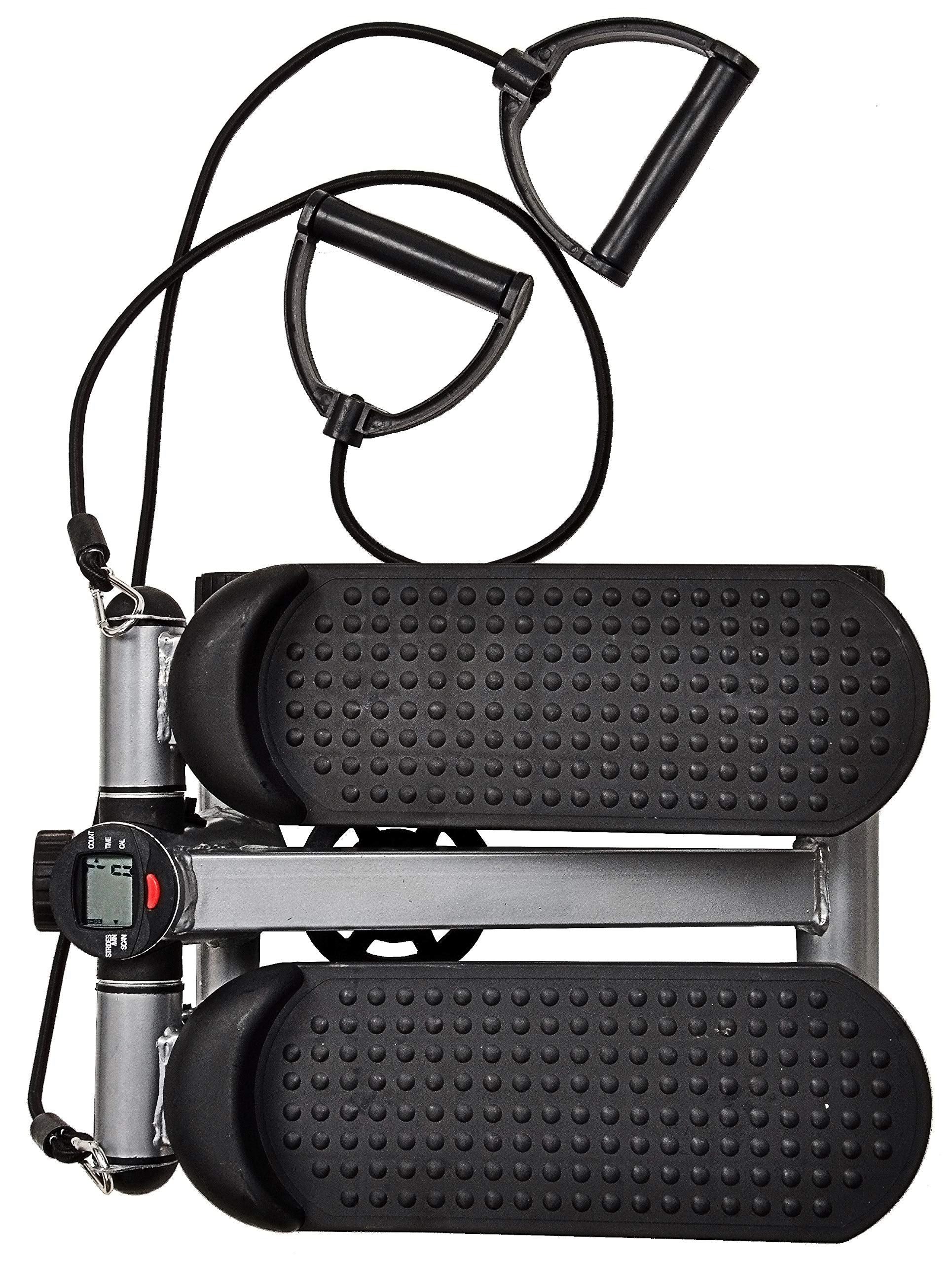 Fitvids Adjustable Mini Stepper Stair Stepper Stepping Machine With Resistance Bands, Gray